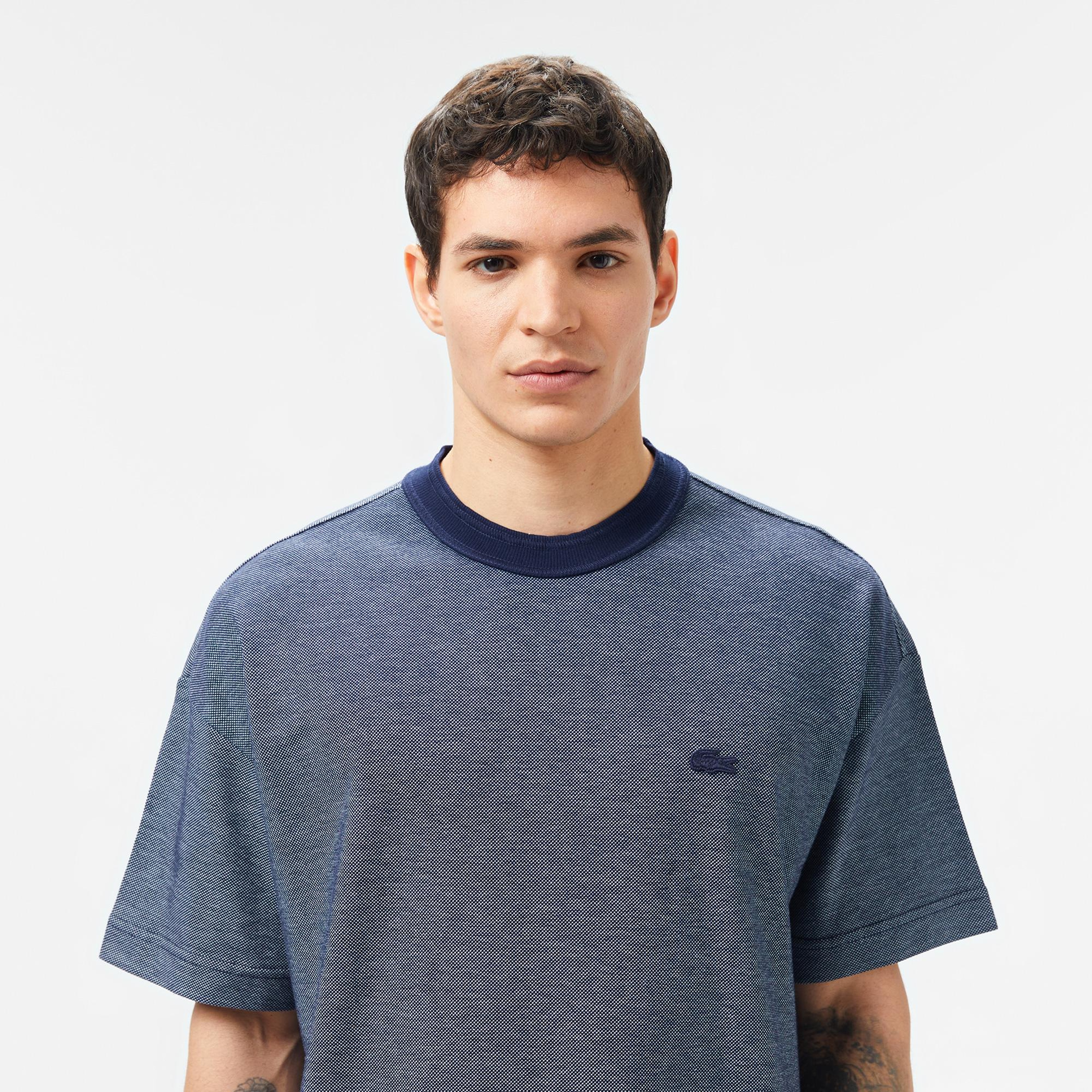 Erkek Oversize Fit Bisiklet Yaka Lacivert T-Shirt