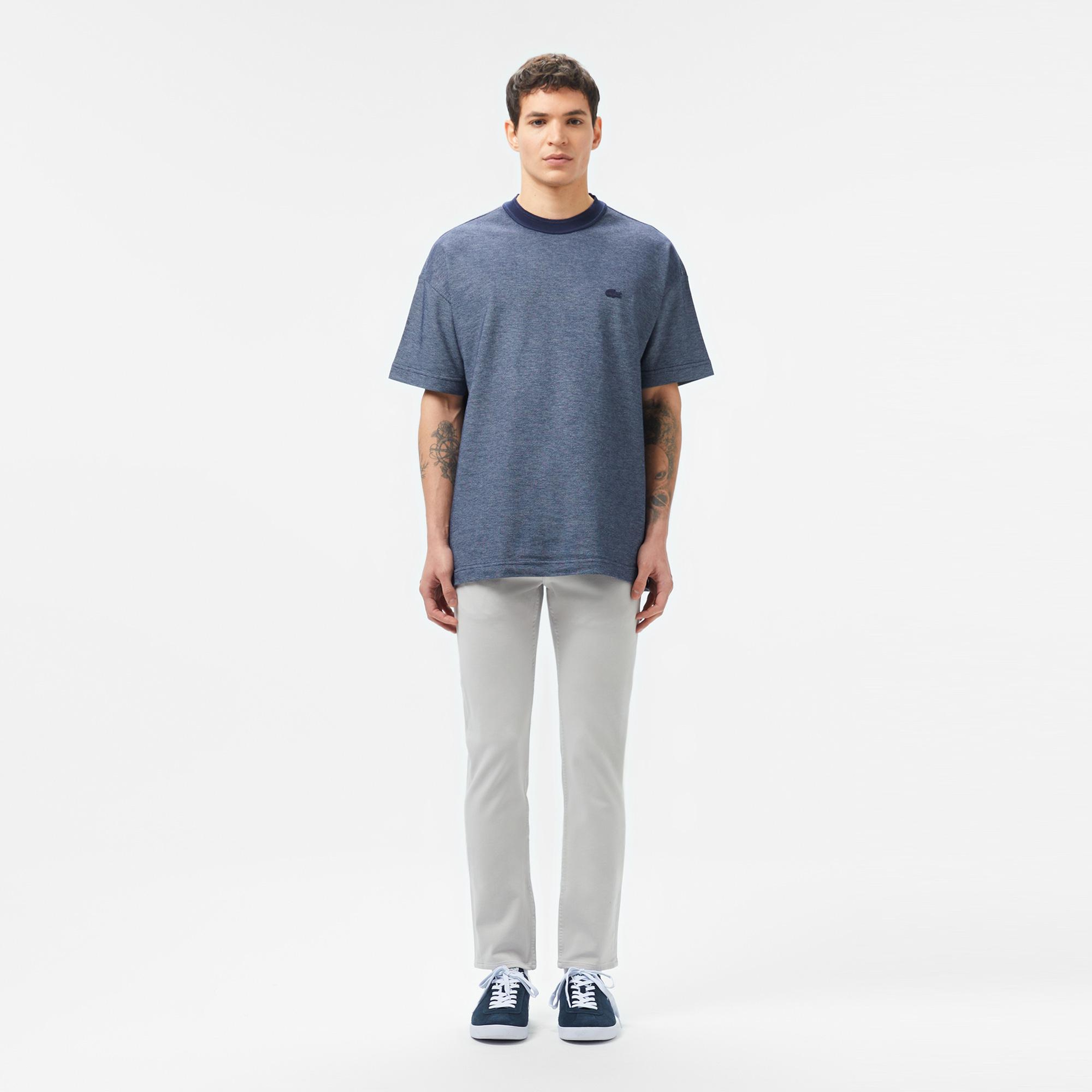 Erkek Oversize Fit Bisiklet Yaka Lacivert T-Shirt