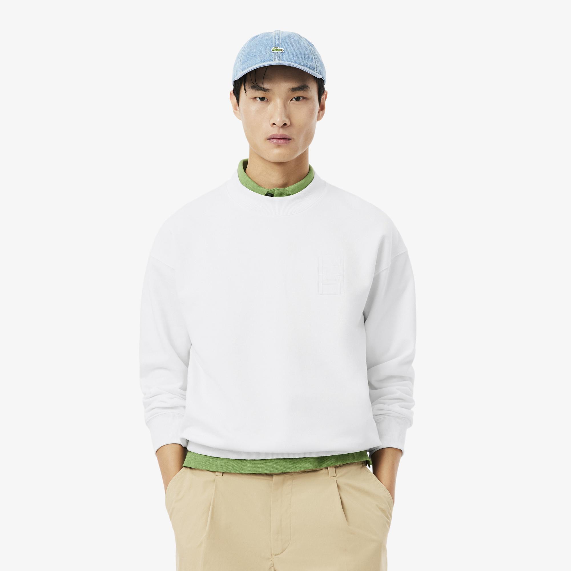 Erkek Loose Fit Bisiklet Yaka Beyaz Sweatshirt