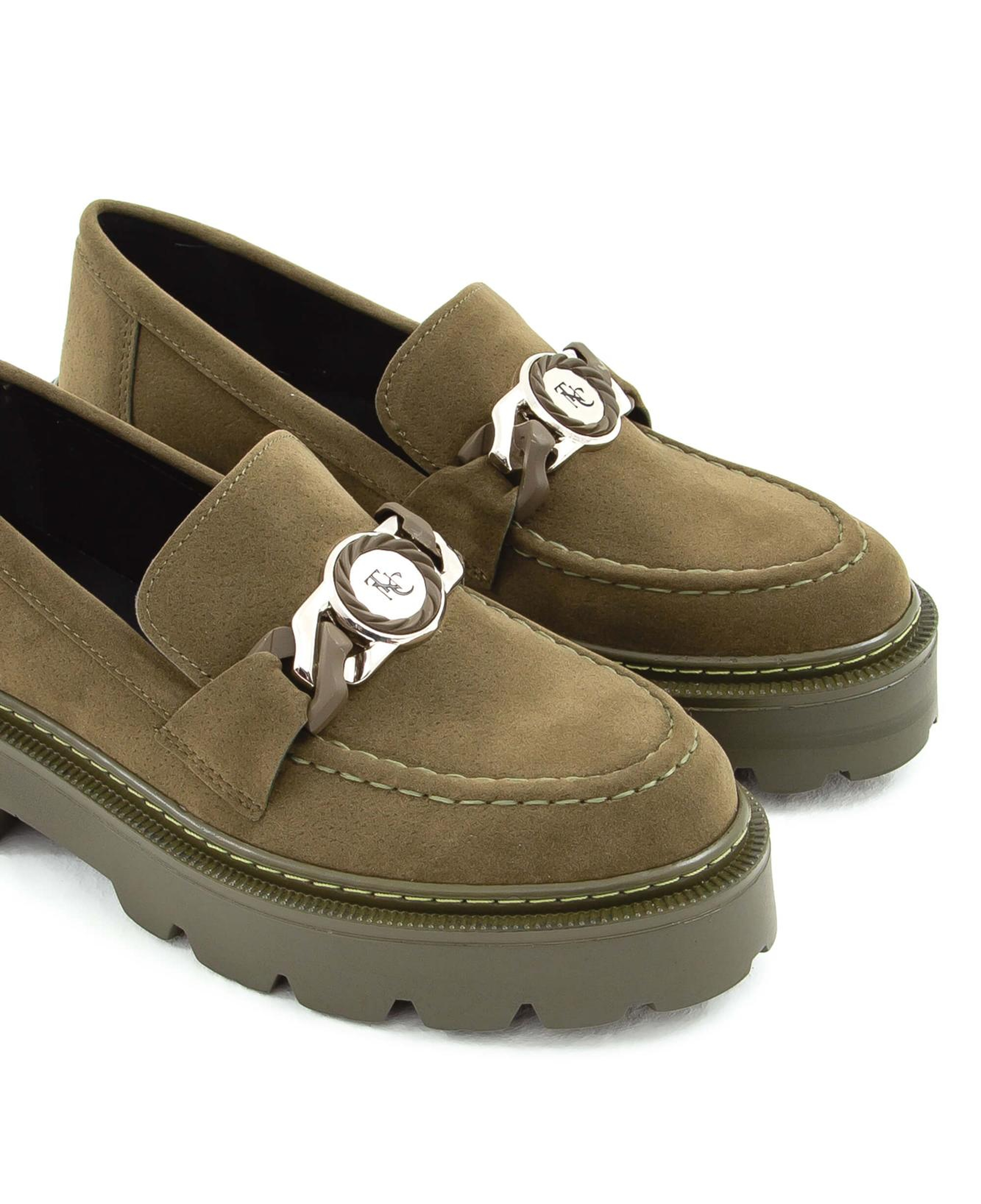 Tamer Tanca Kadın Vegan Haki Süet Loafer Ayakkabı