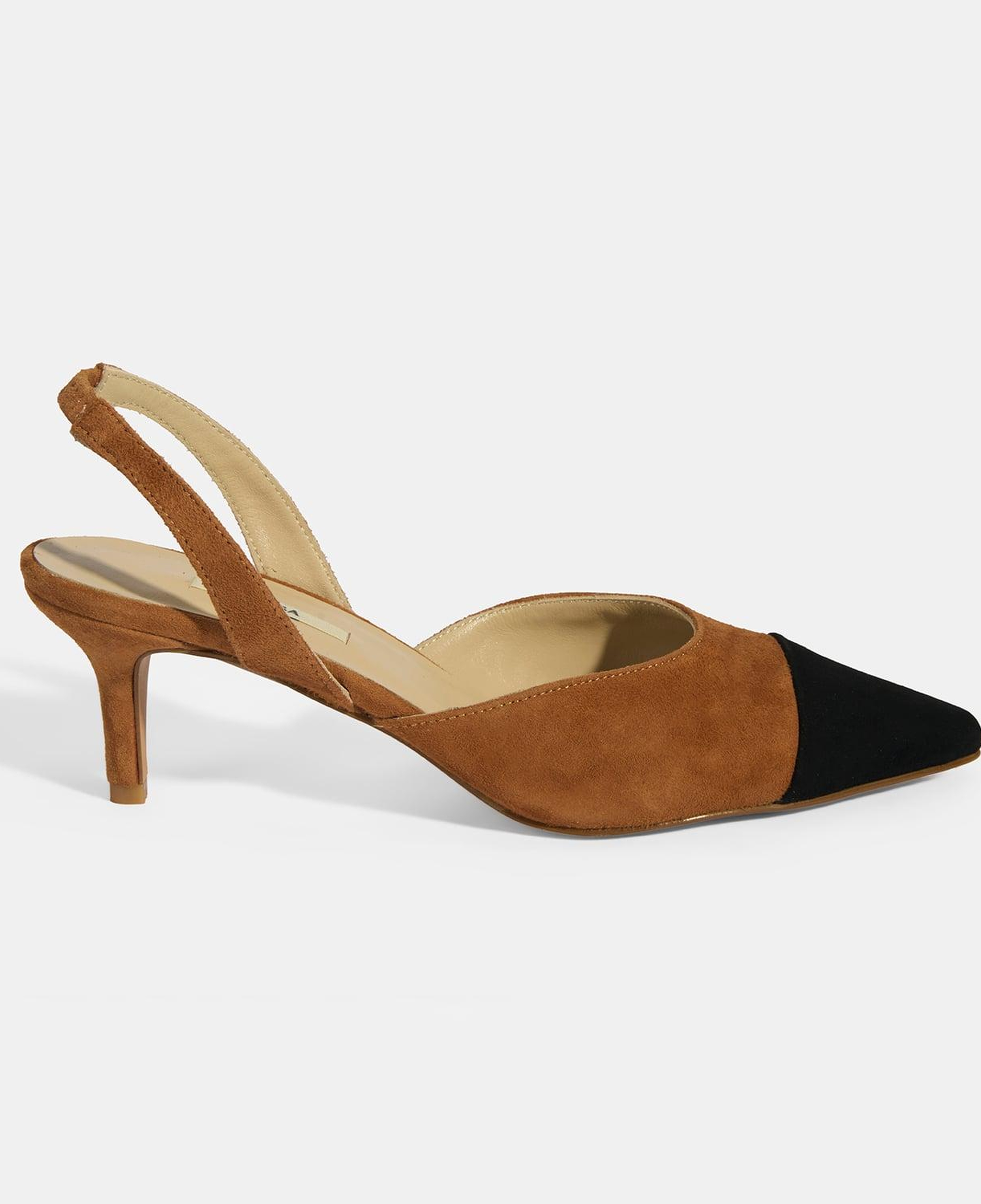 Kadın Taba Slingback Süet Topuklu Ayakkabı
