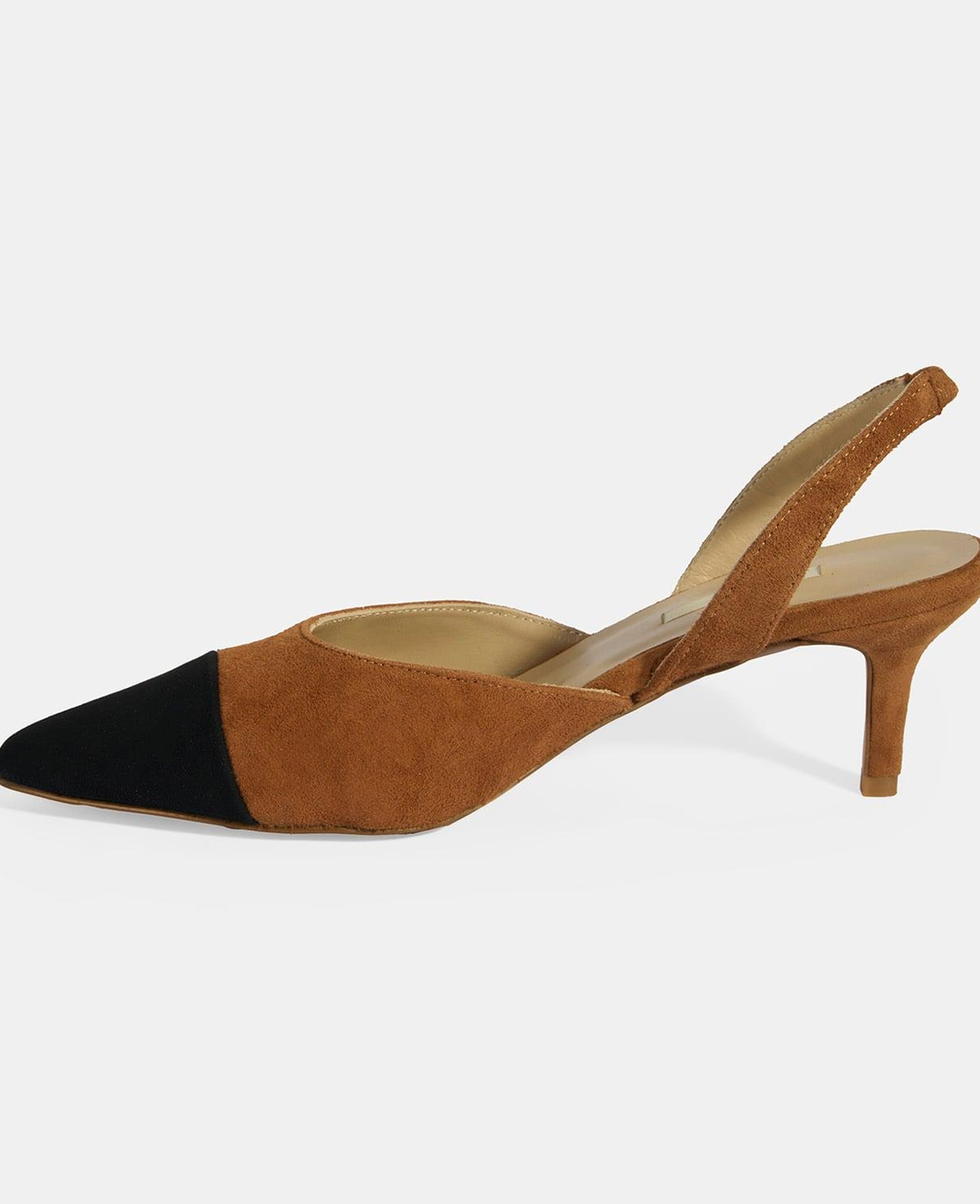 Kadın Taba Slingback Süet Topuklu Ayakkabı