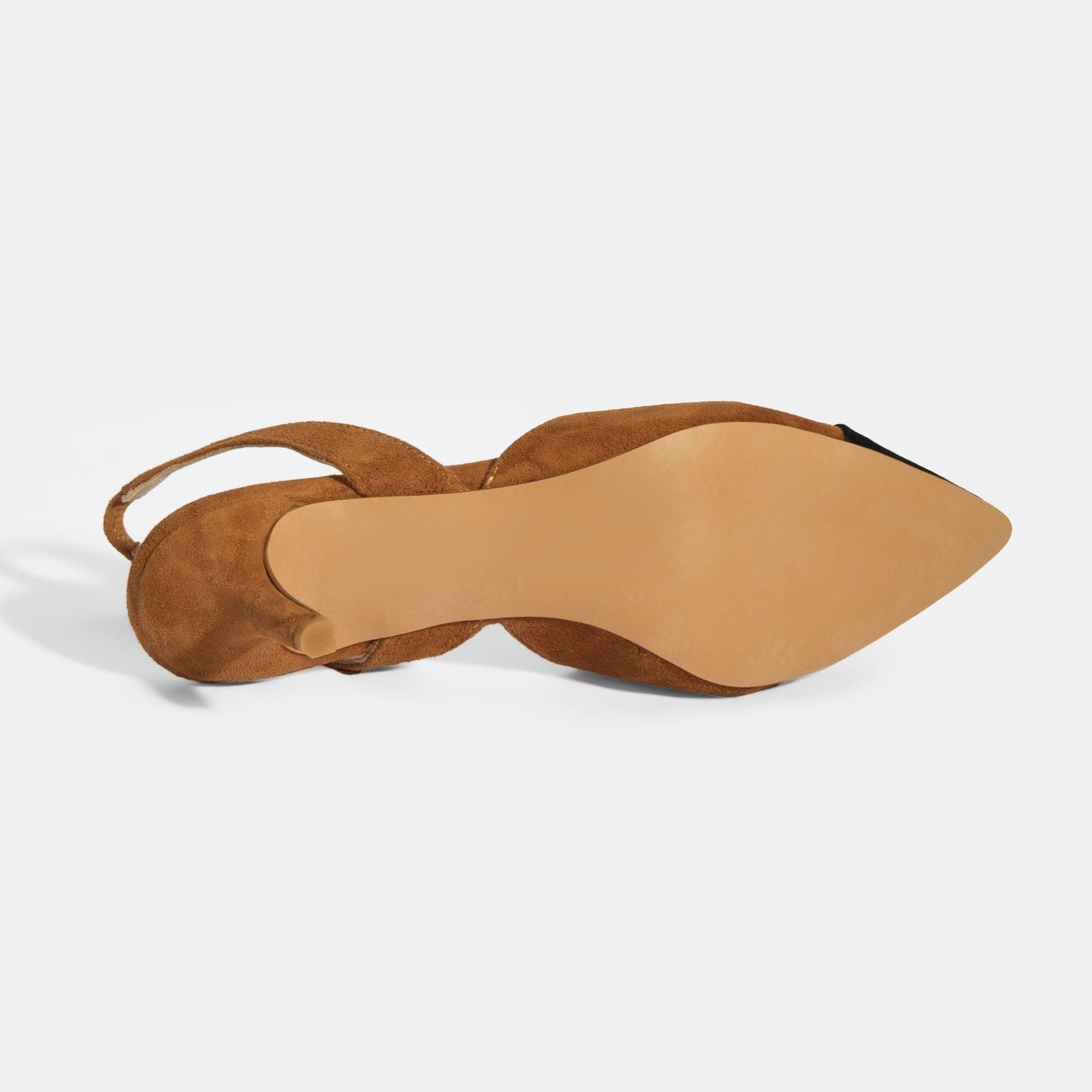 Kadın Taba Slingback Süet Topuklu Ayakkabı