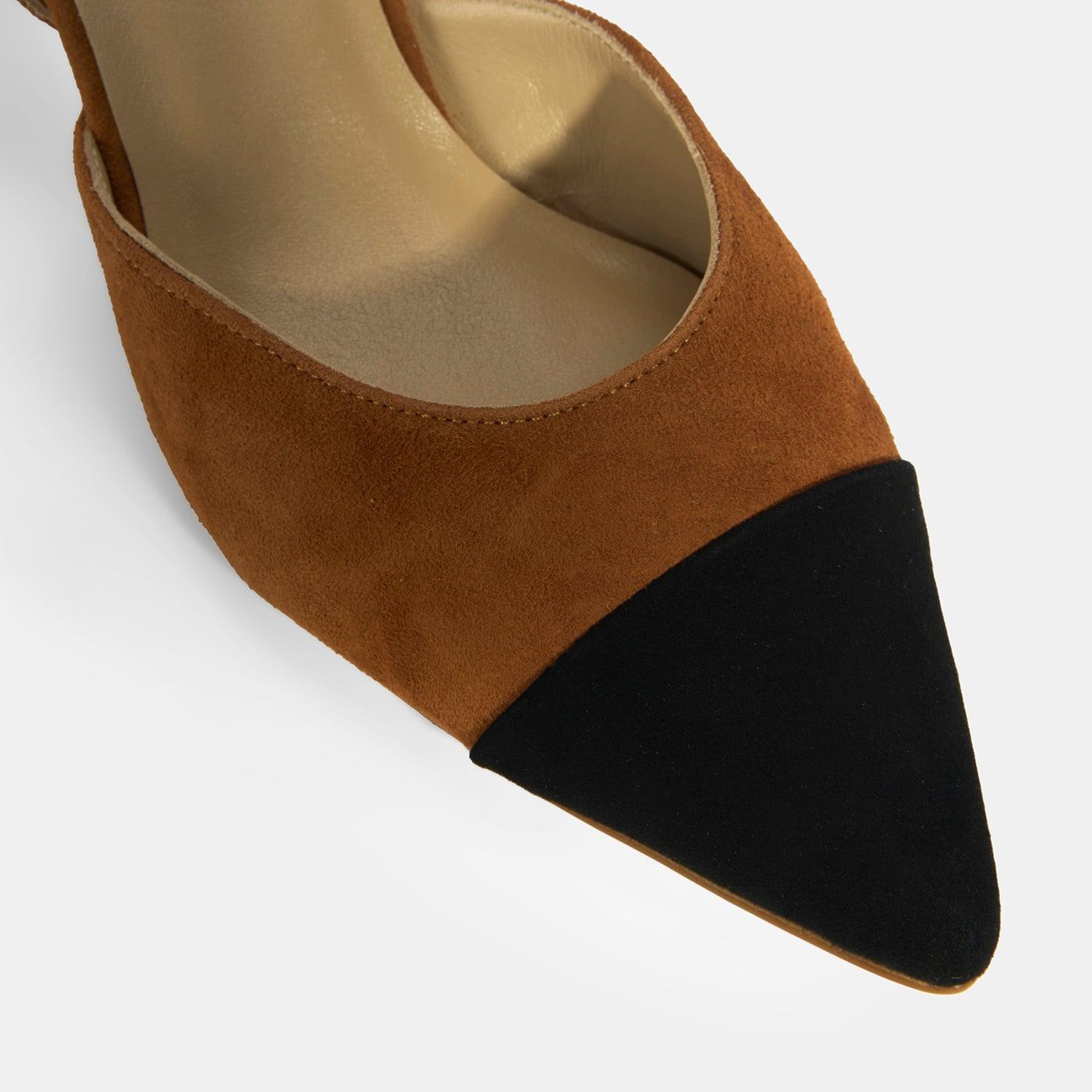 Kadın Taba Slingback Süet Topuklu Ayakkabı