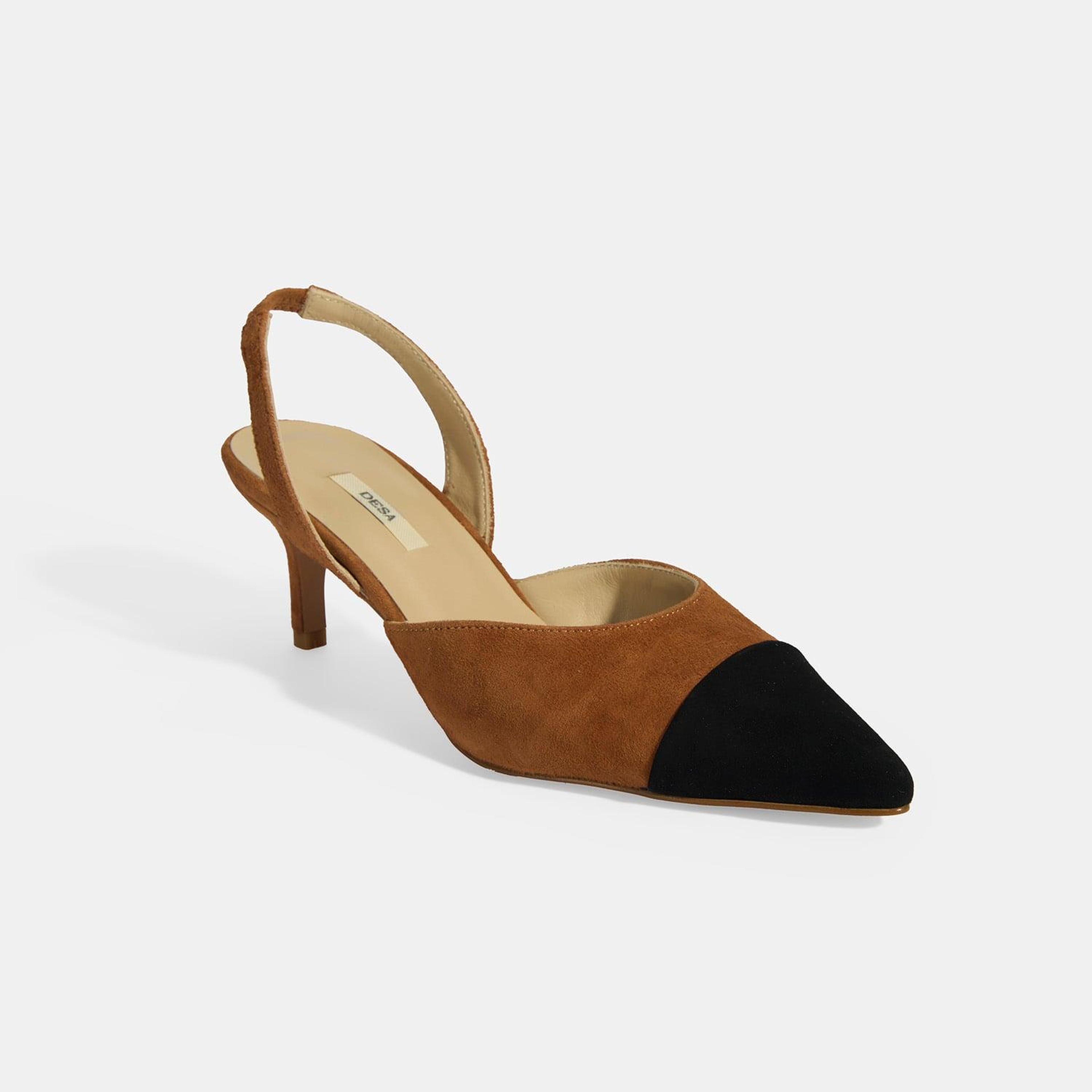 Kadın Taba Slingback Süet Topuklu Ayakkabı