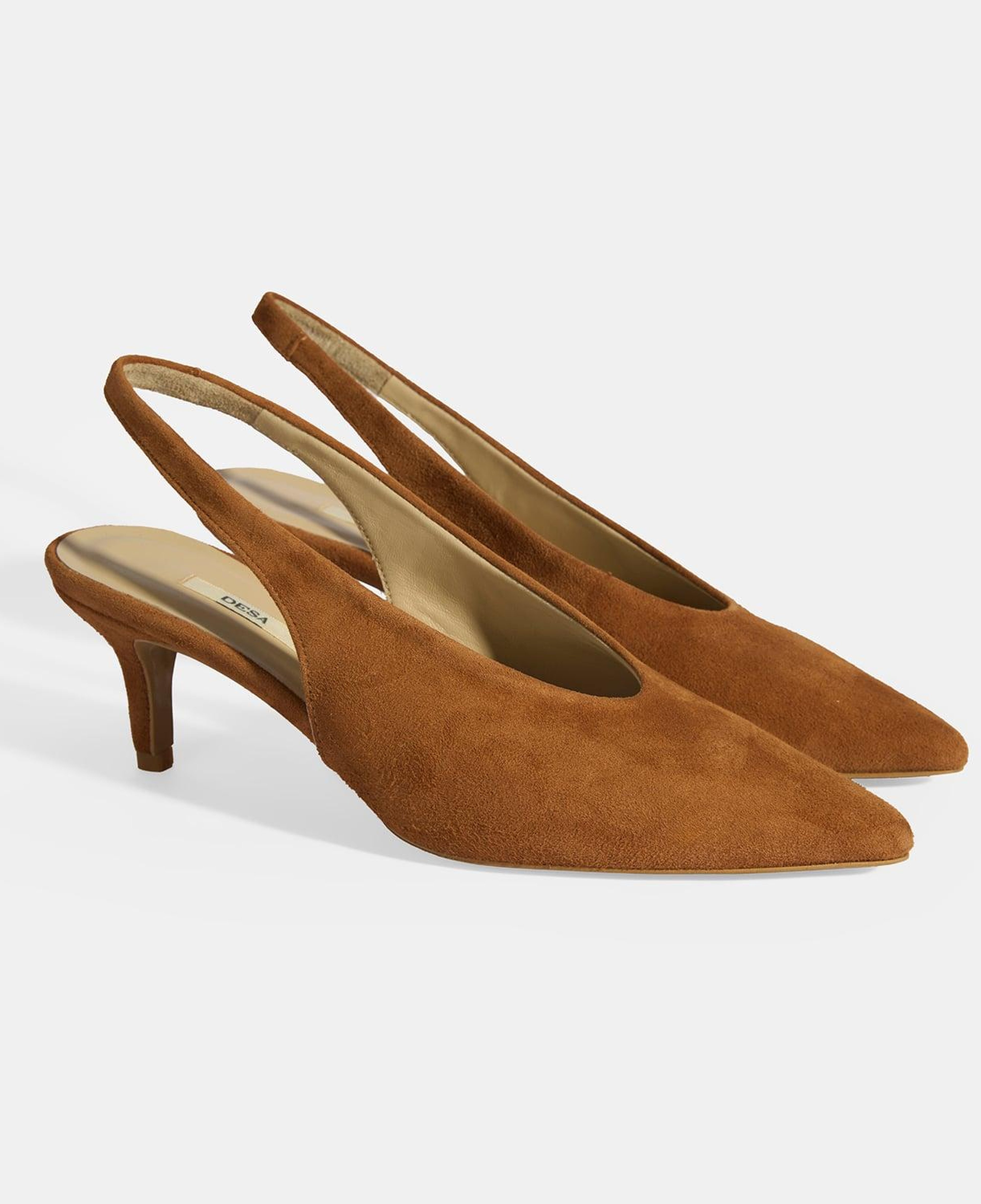 Taba Kadın Süet Slingback Topuklu Ayakkabı