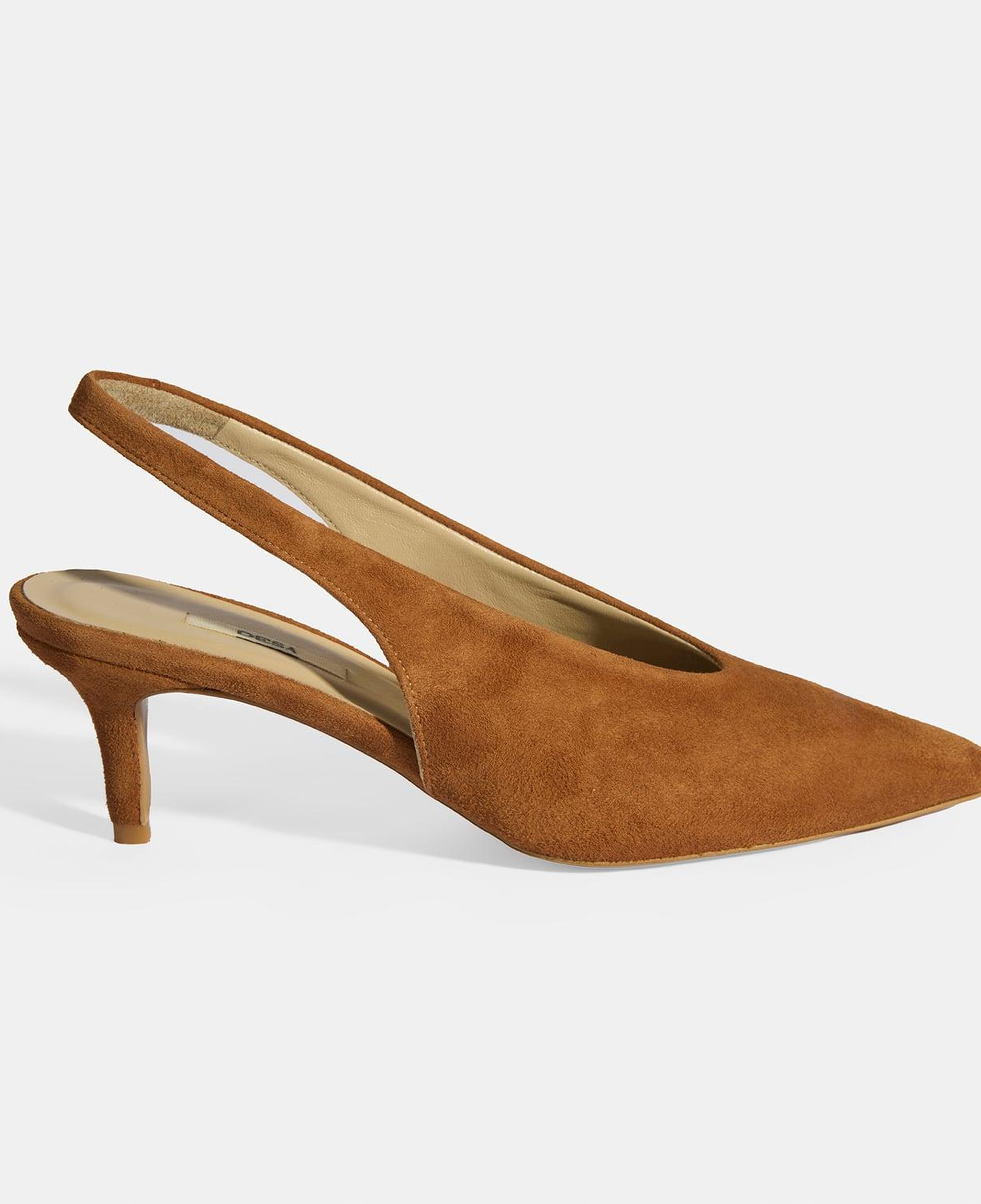 Taba Kadın Süet Slingback Topuklu Ayakkabı