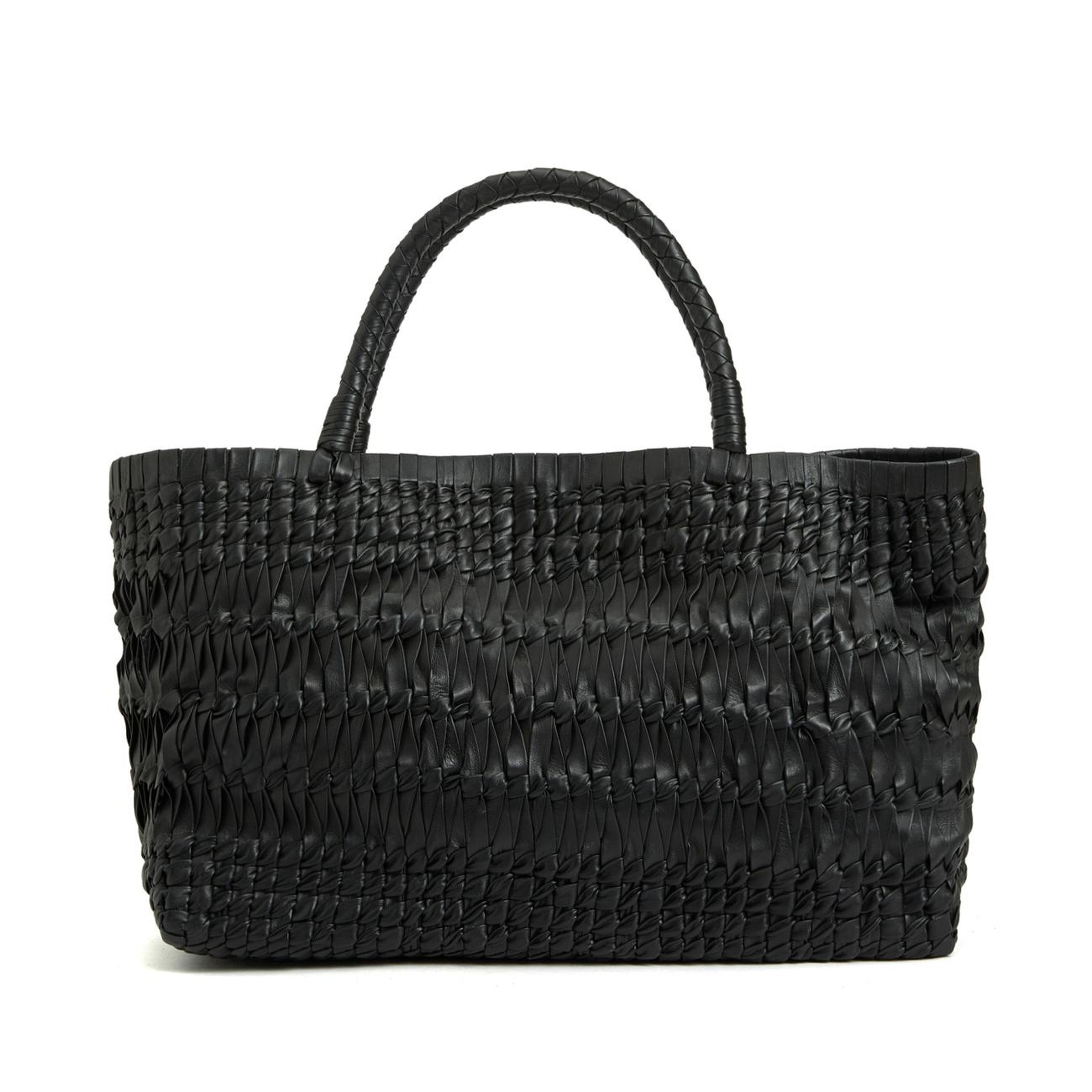 George Hogg Kadın Siyah Örgü Deri Shopper Çanta
