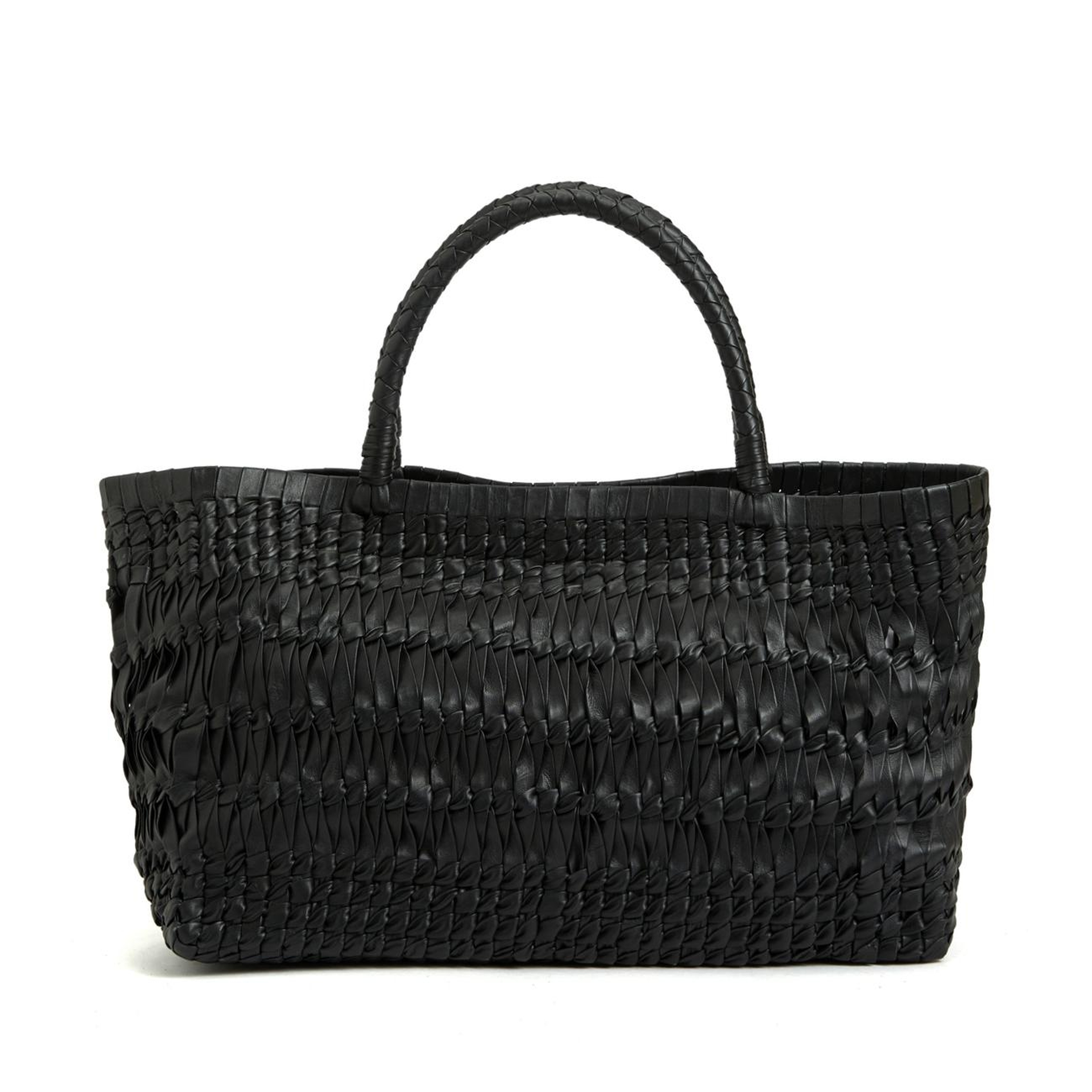 George Hogg Kadın Siyah Örgü Deri Shopper Çanta