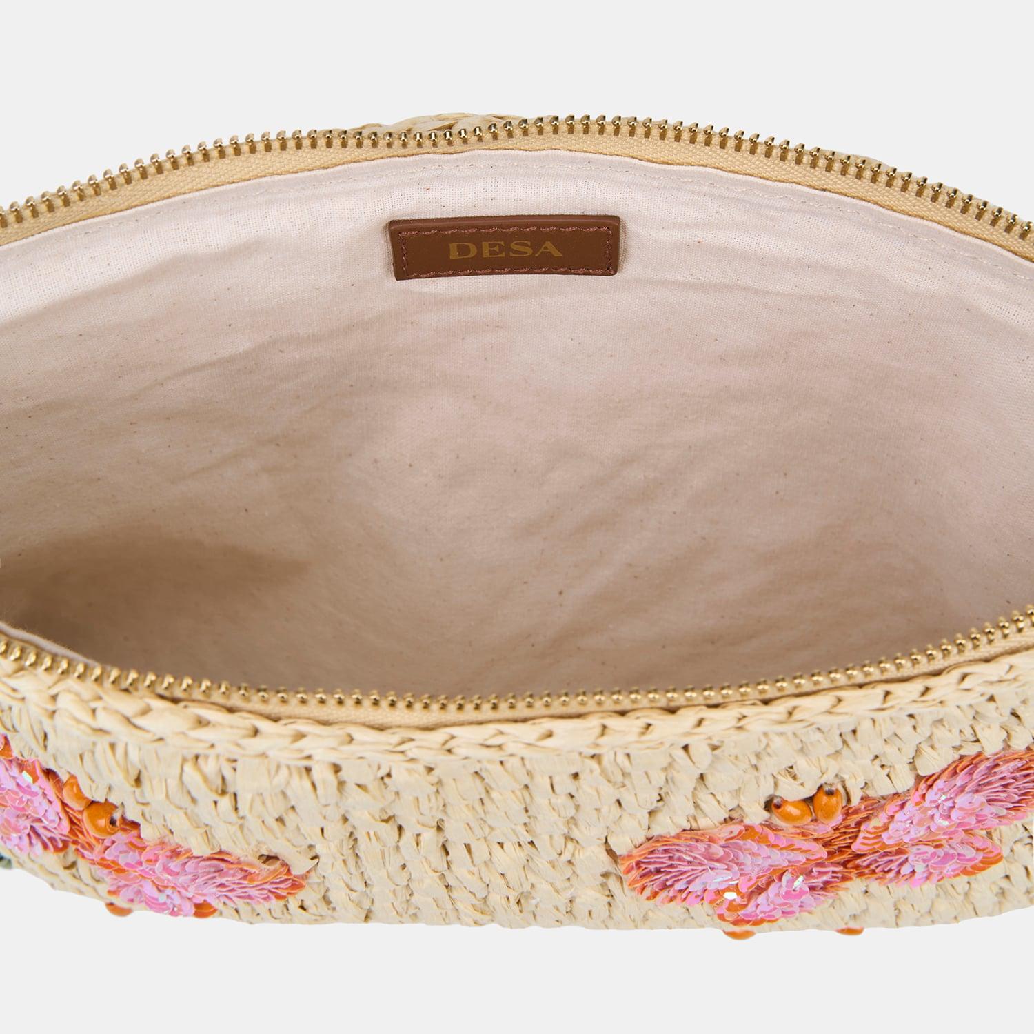 Kadın Bej Kelebek Detaylı Hasır Clutch Çanta
