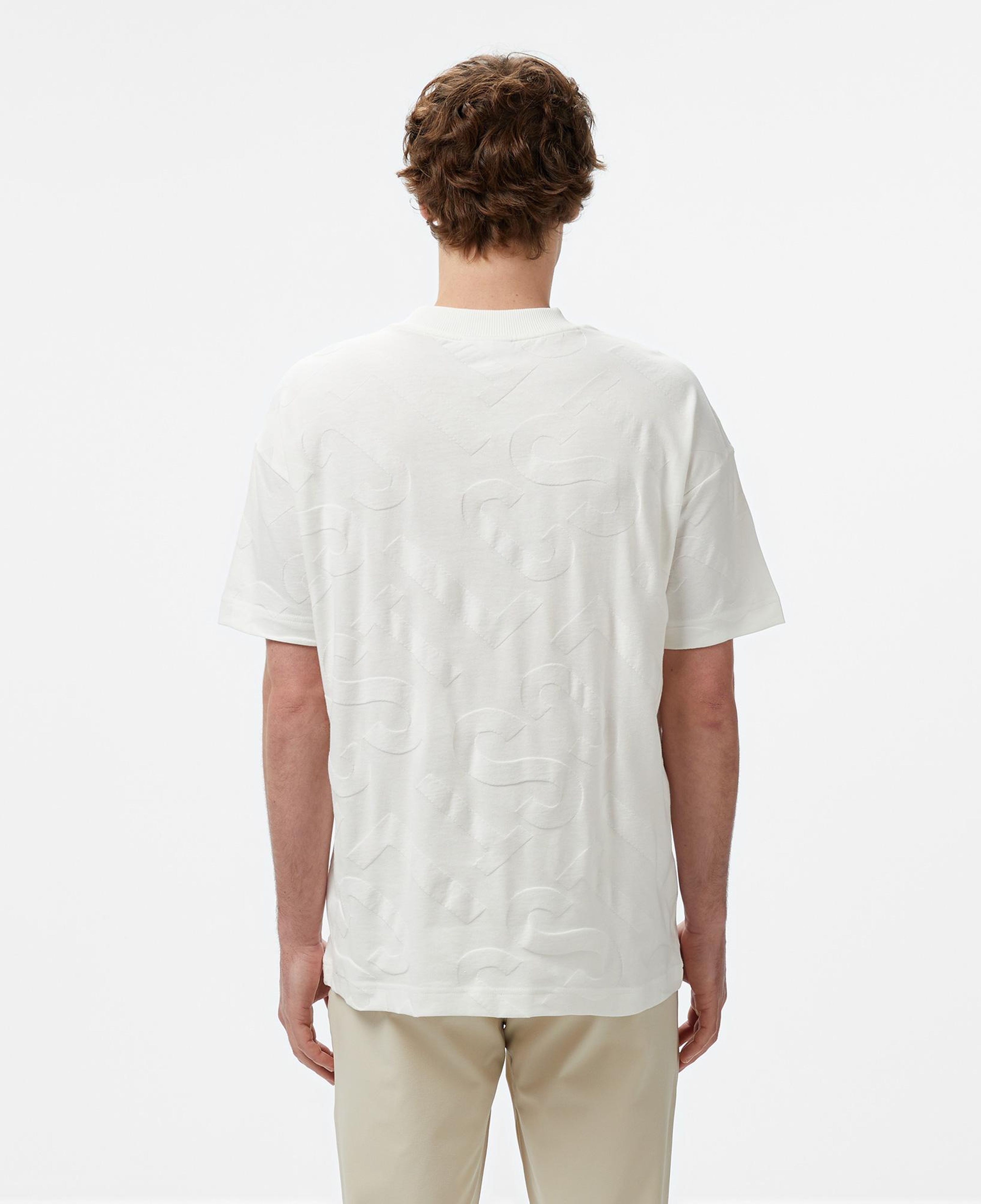 Erkek Bisiklet Yaka Desenli Beyaz T-Shirt