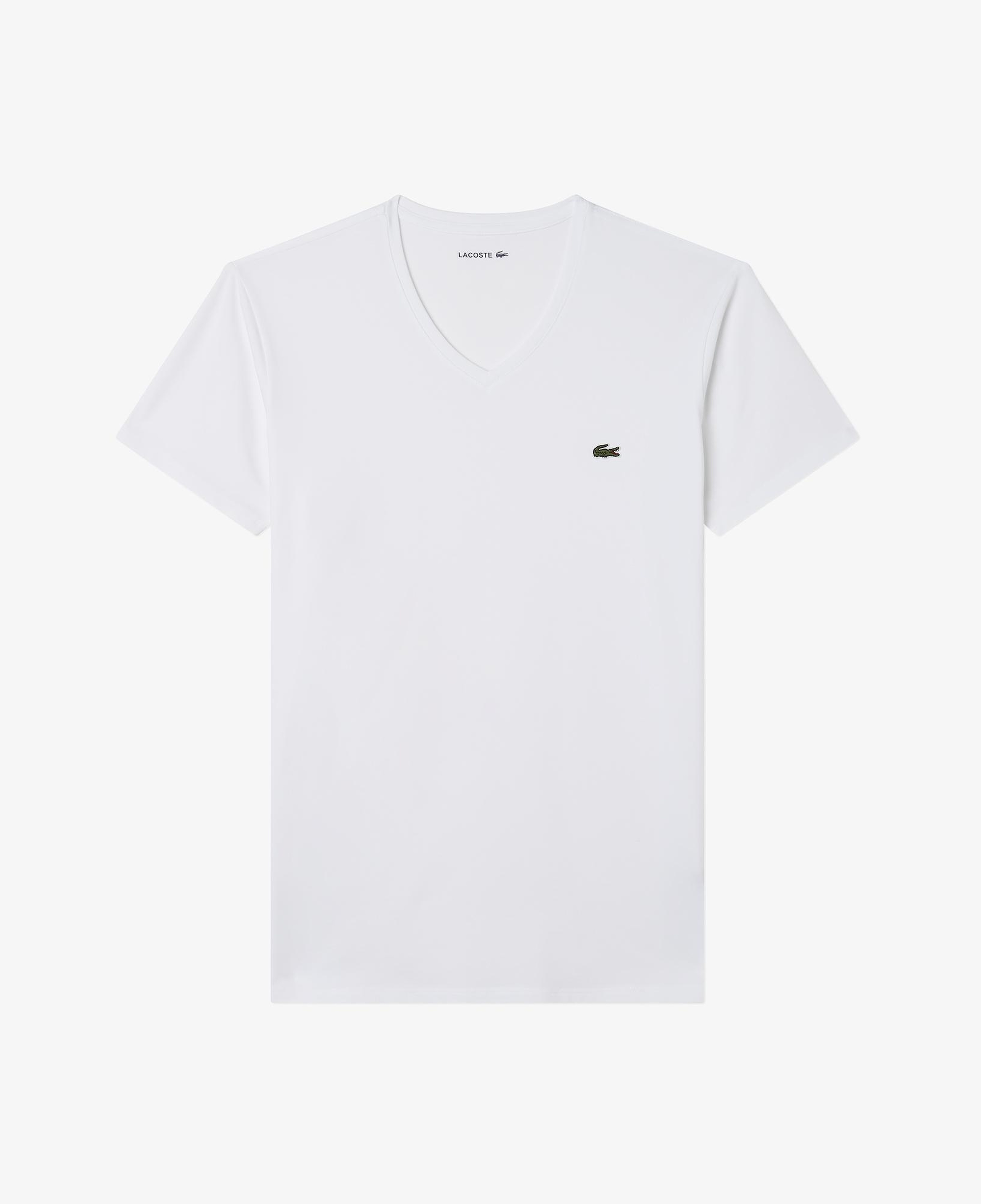 Erkek Slim Fit V Yaka Beyaz T-Shirt