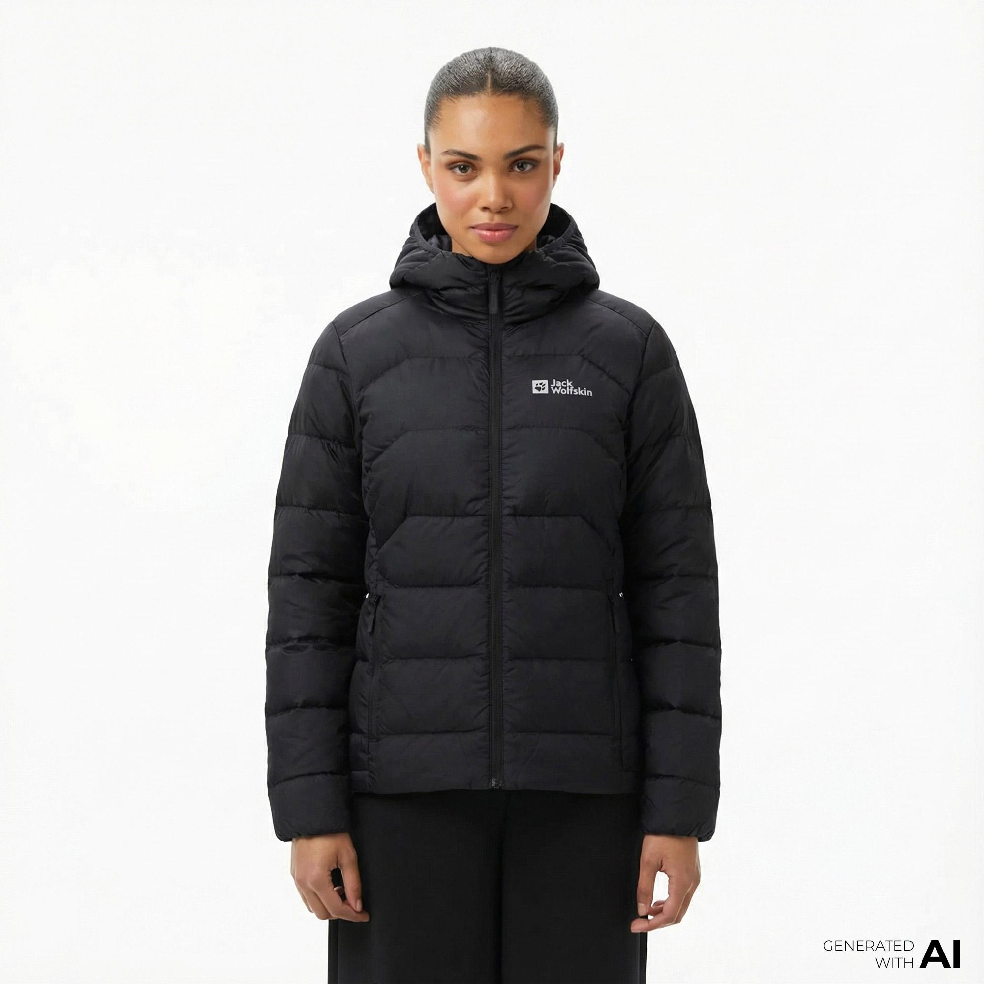 Jack Wolfskin Ather Down Hoody Rds Kadın Siyah Outdoor Sweatshirt