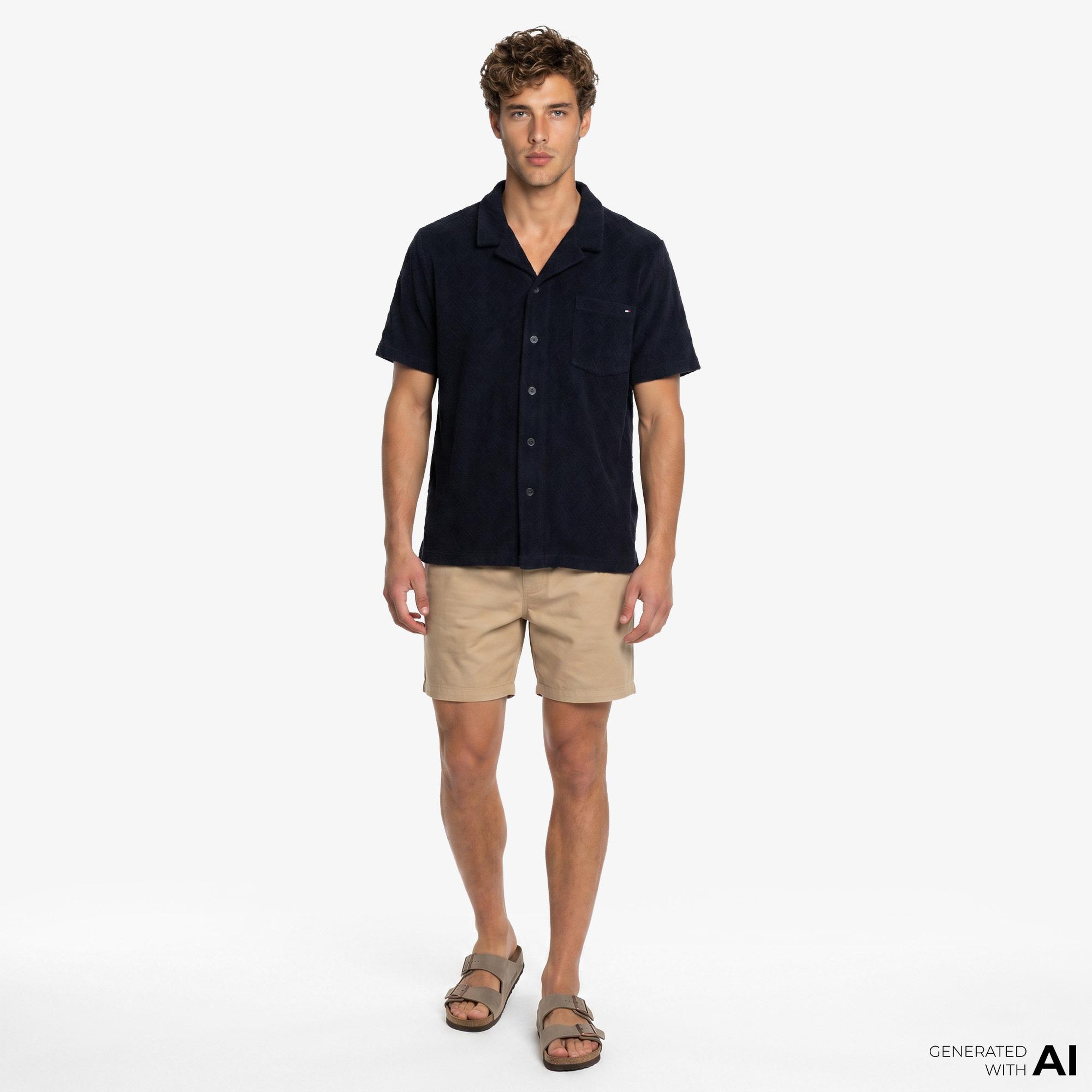 Tommy Hilfiger Essentials-C Erkek Lacivert Crop T-Shirt