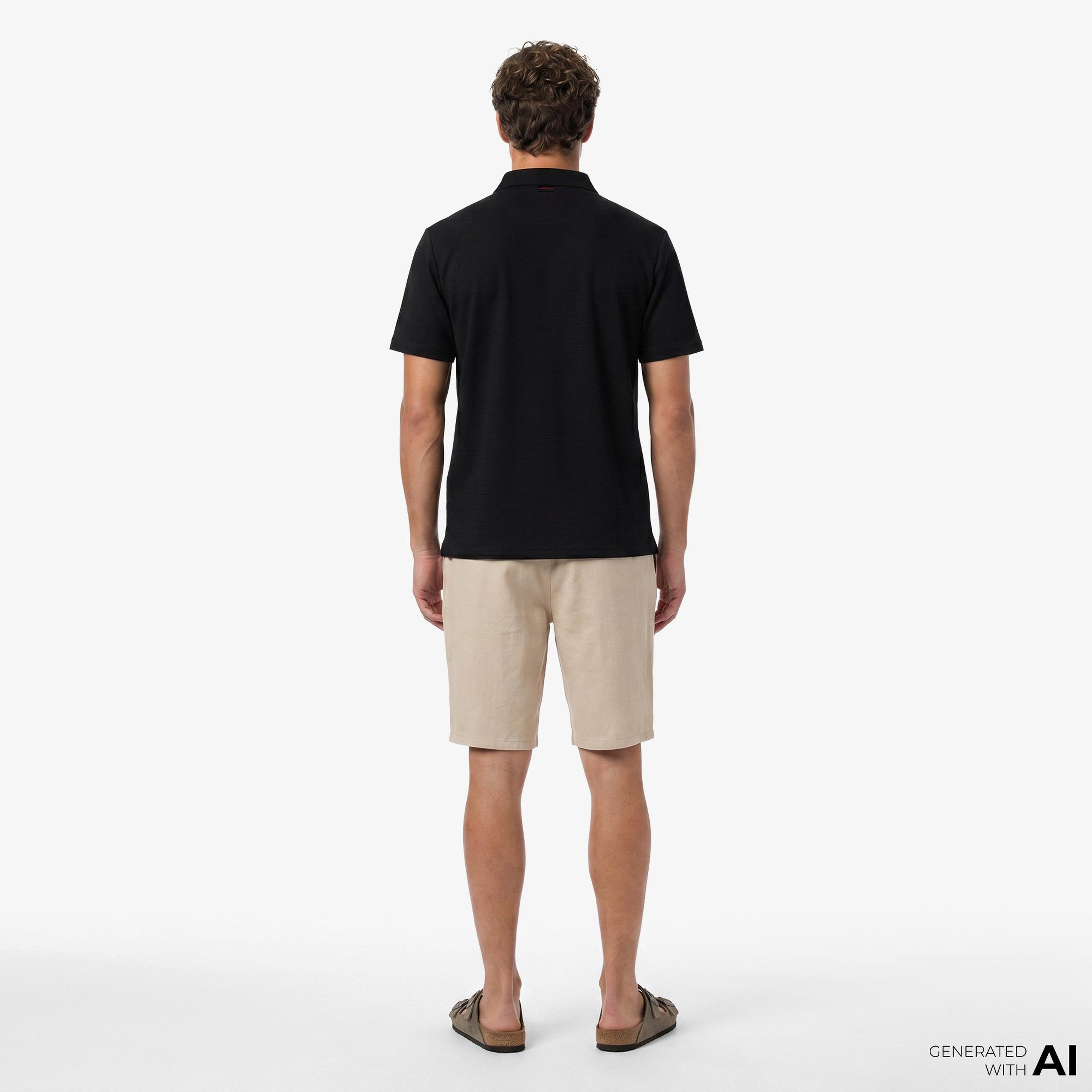 Guess Tech Slim Fit Erkek Siyah Polo