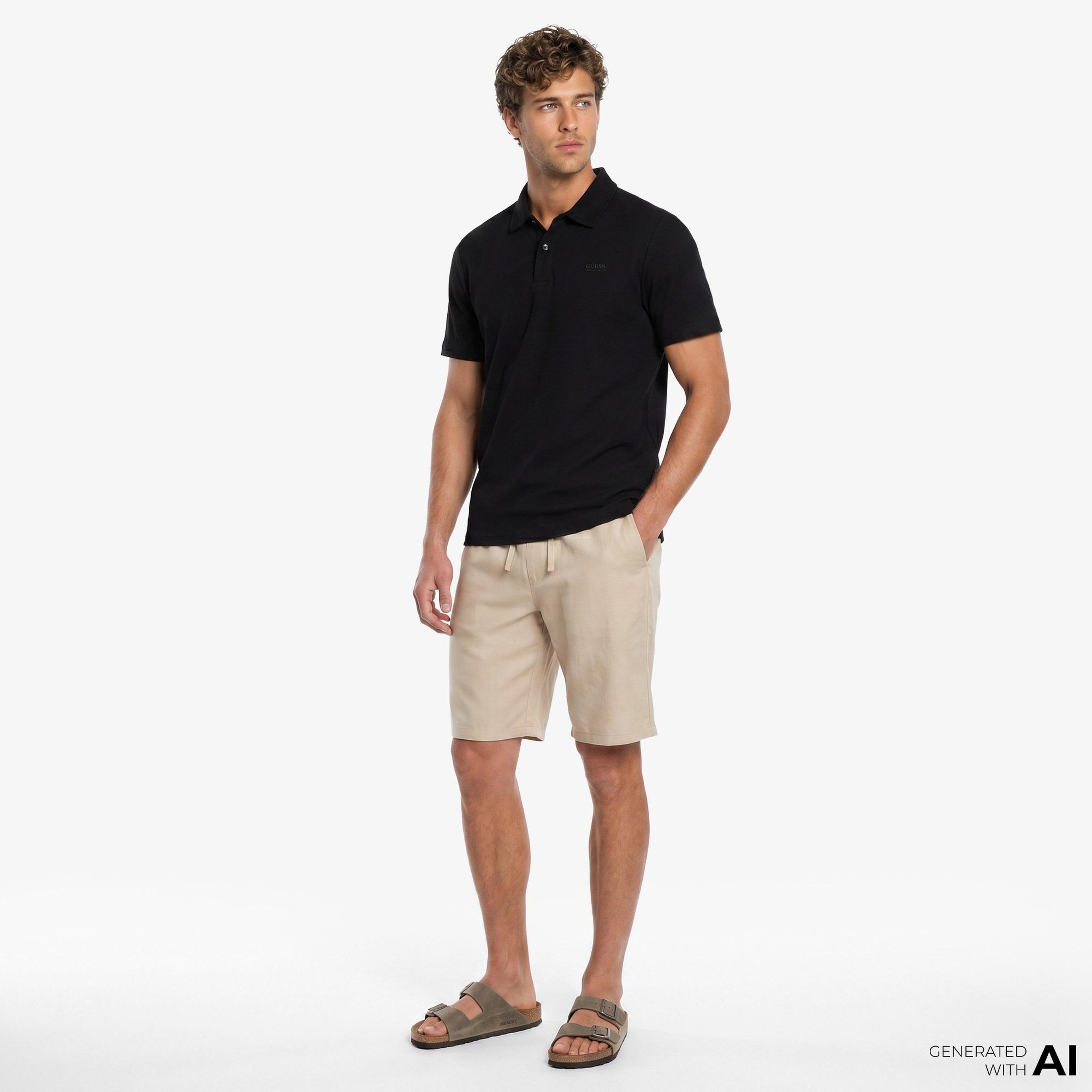 Guess Tech Slim Fit Erkek Siyah Polo