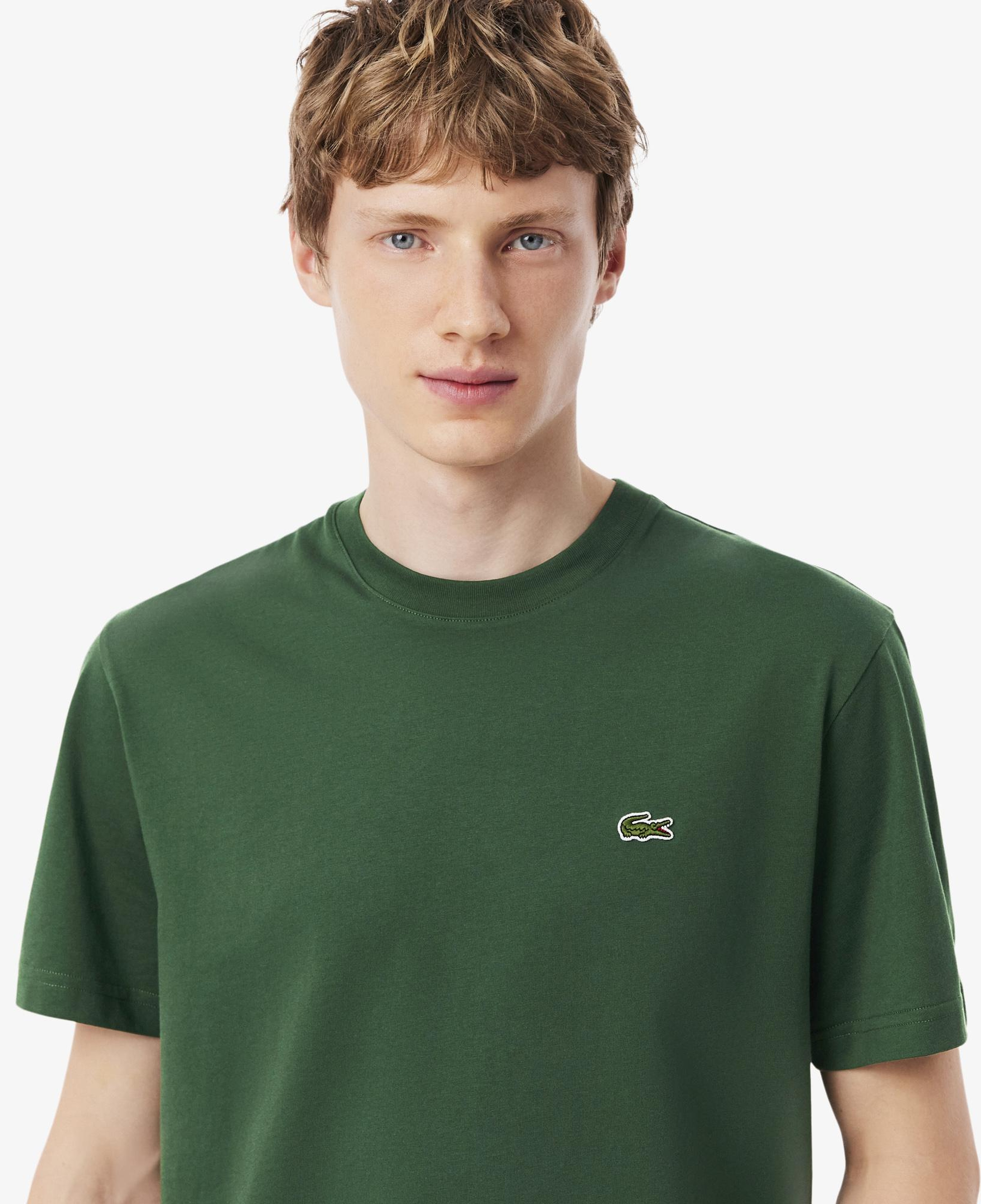 Erkek Classic Fit Bisiklet Yaka Koyu Yeşil T-Shirt