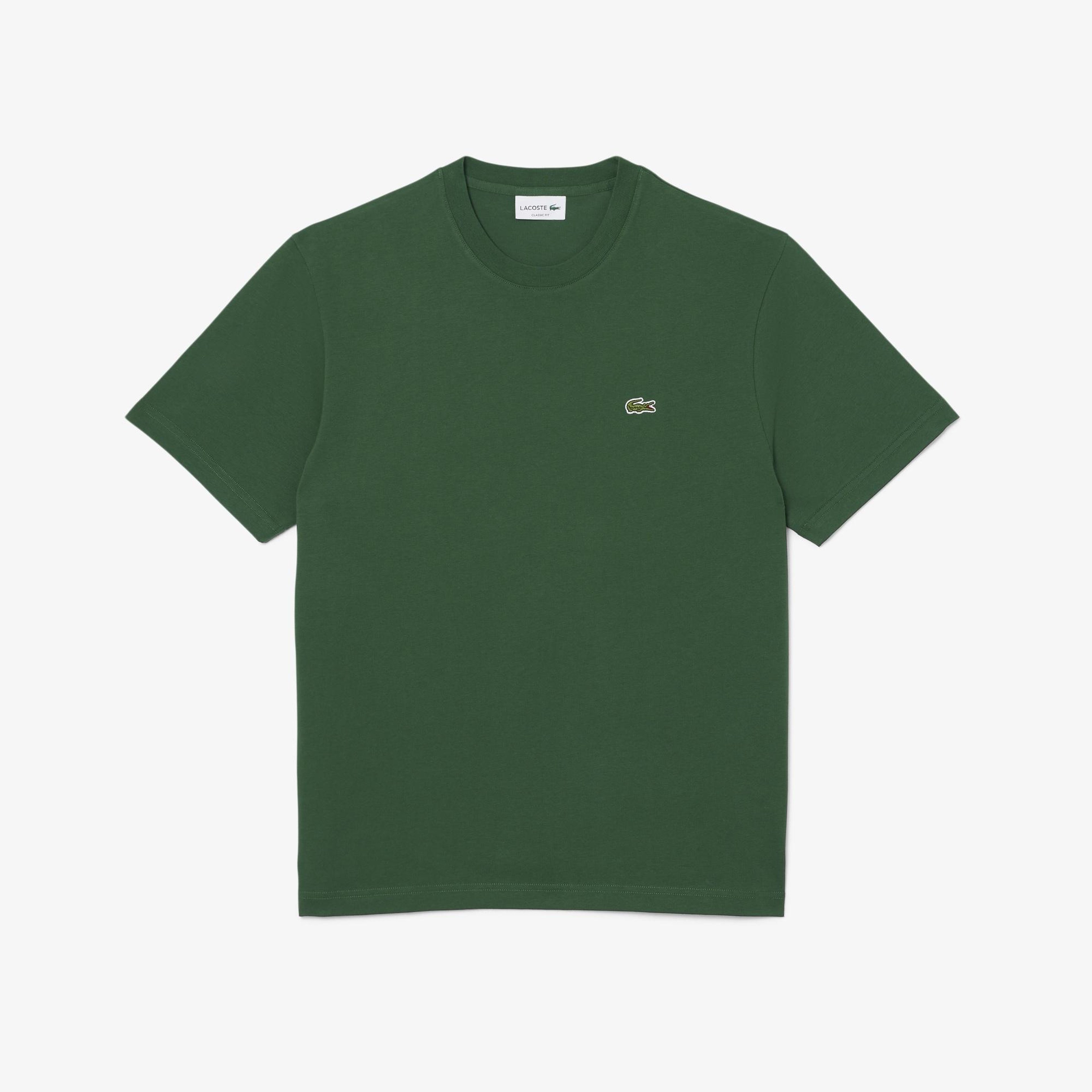 Erkek Classic Fit Bisiklet Yaka Koyu Yeşil T-Shirt
