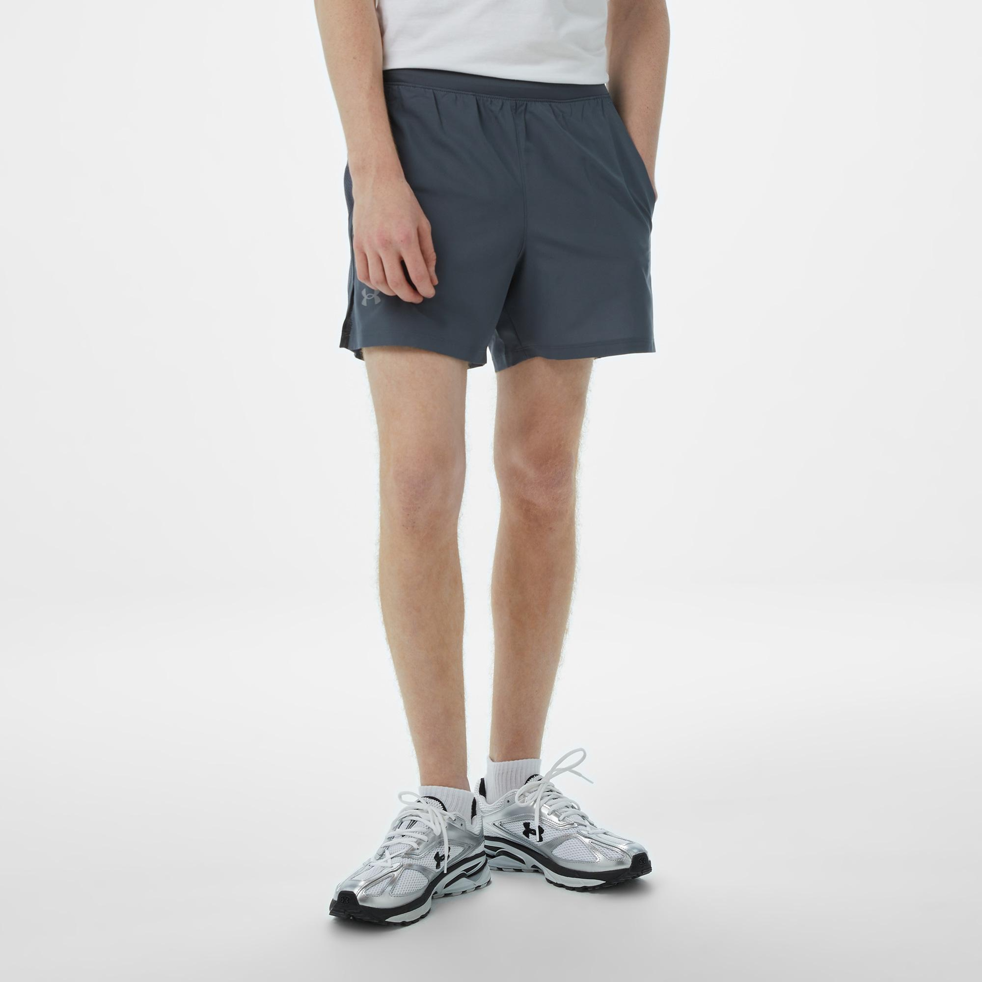 Under Armour Launch 5 Erkek Gri Koşu Şortu