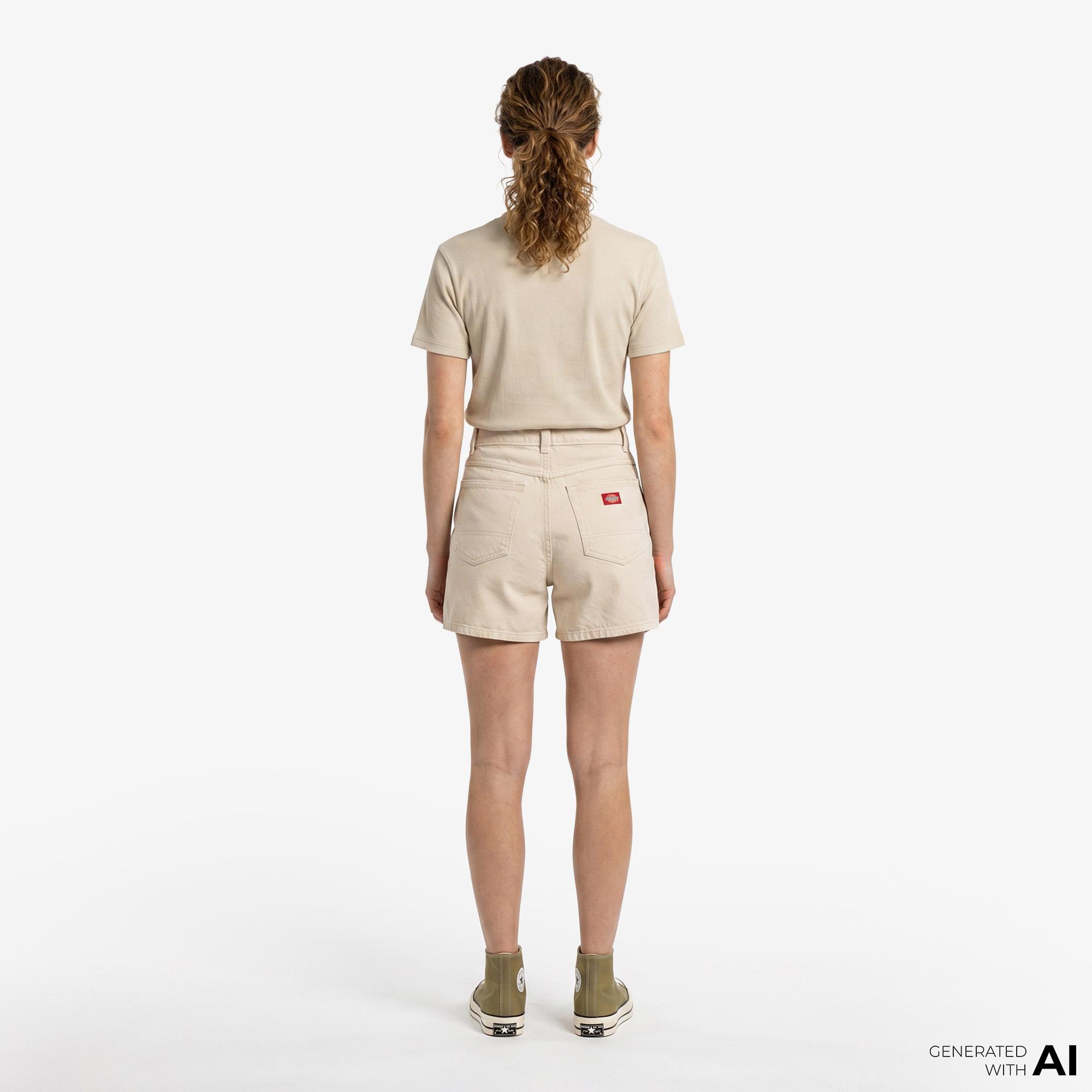 Dickies 984 5 Inch High Waist Jean Kadın Krem Şort