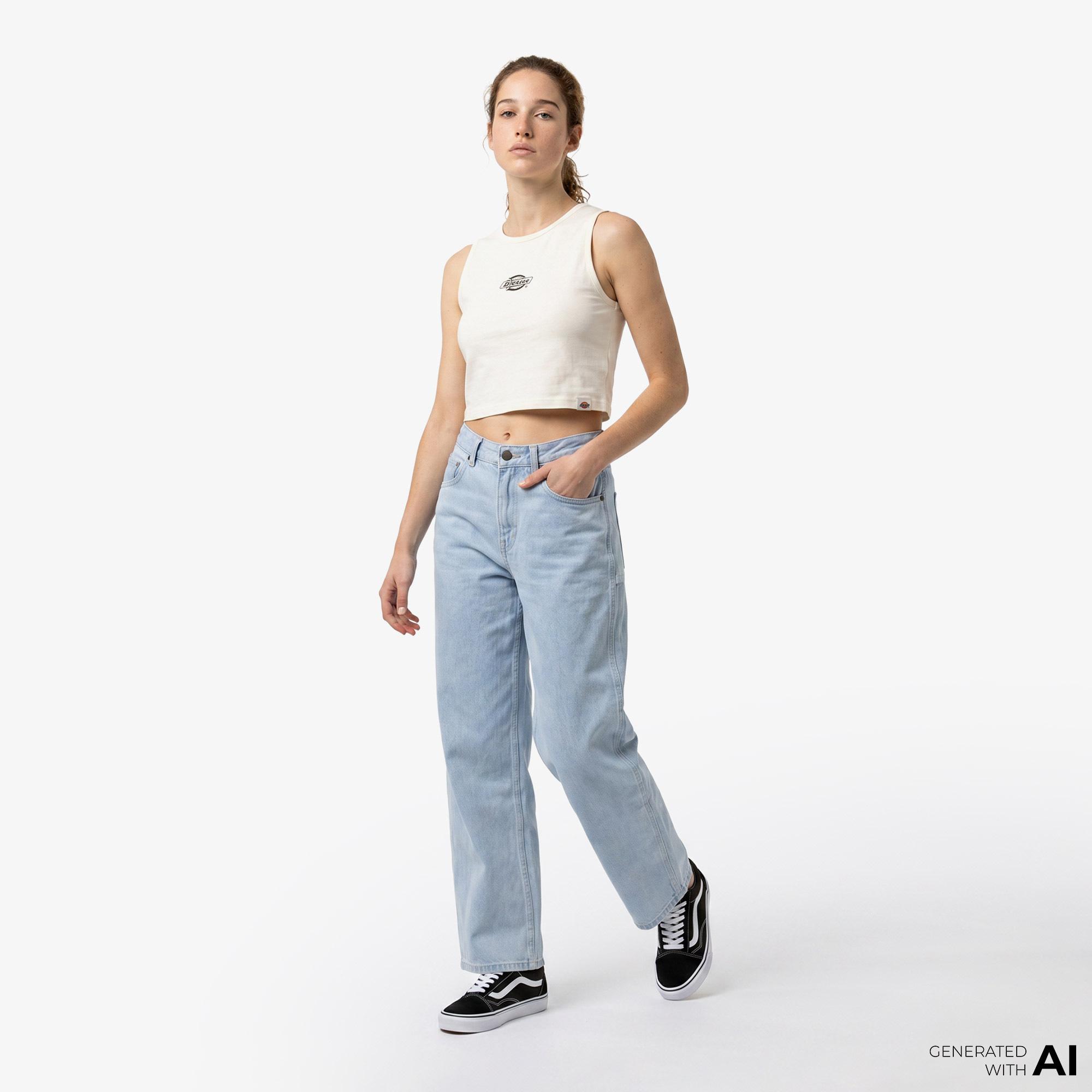 Dickies 993 High Waist Tapered Carpenter Kadın Mavi Pantolon