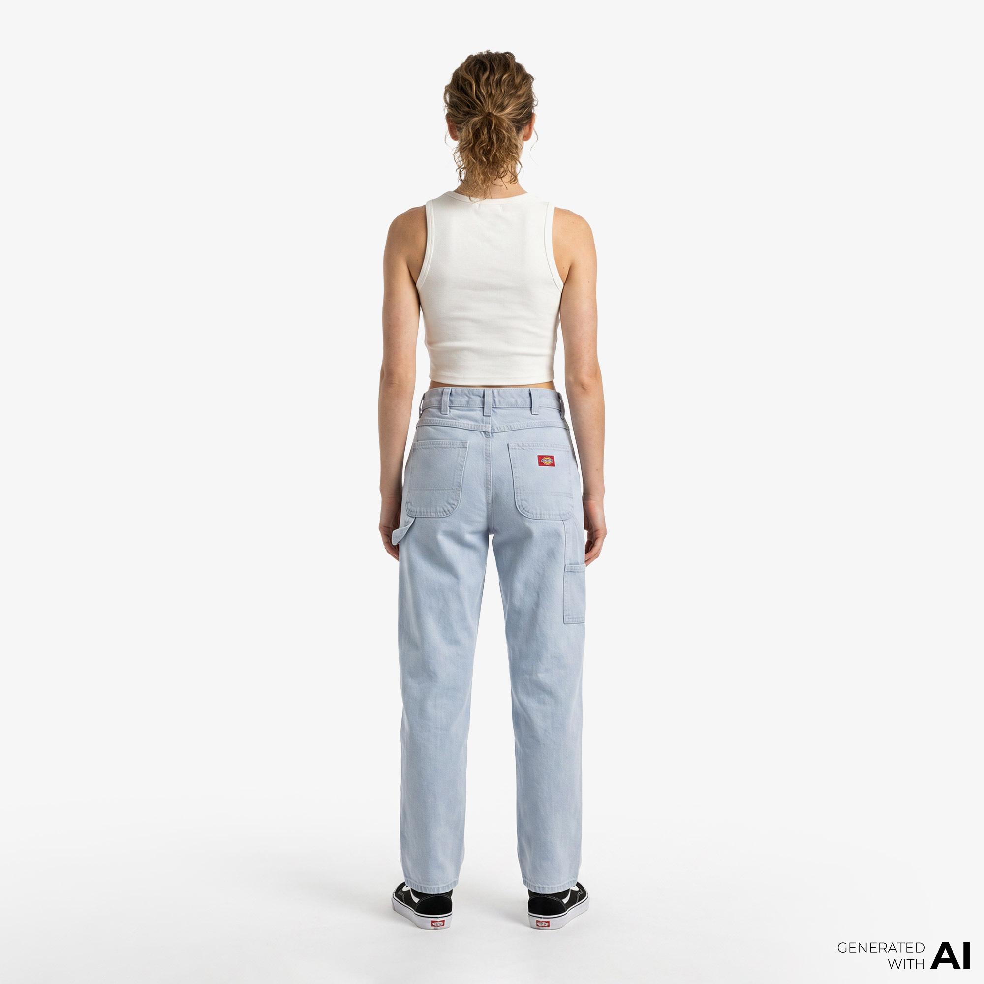 Dickies 993 High Waist Tapered Carpenter Kadın Mavi Pantolon