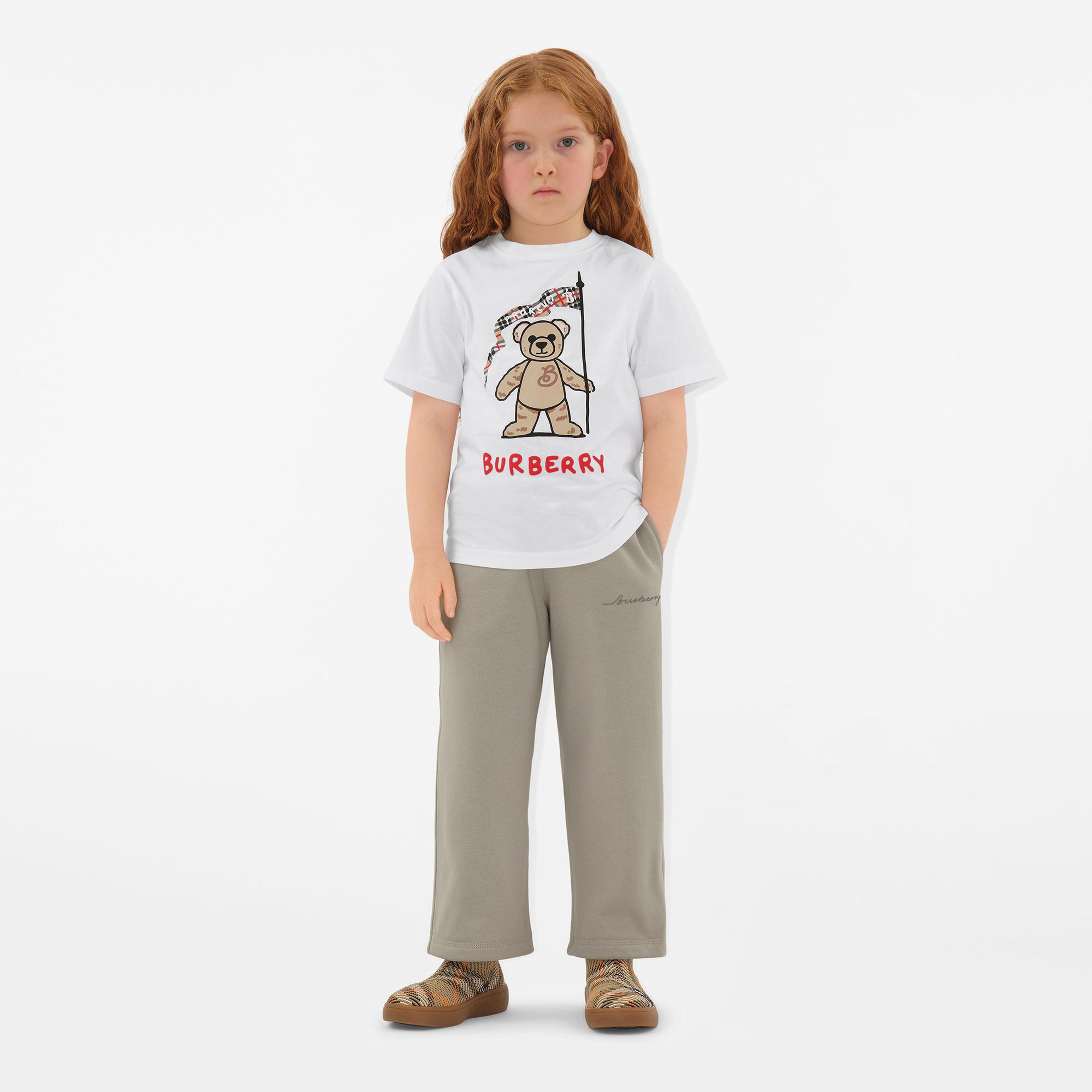 Burberry Carven Cotton Track Çocuk Krem Rengi Pantolon