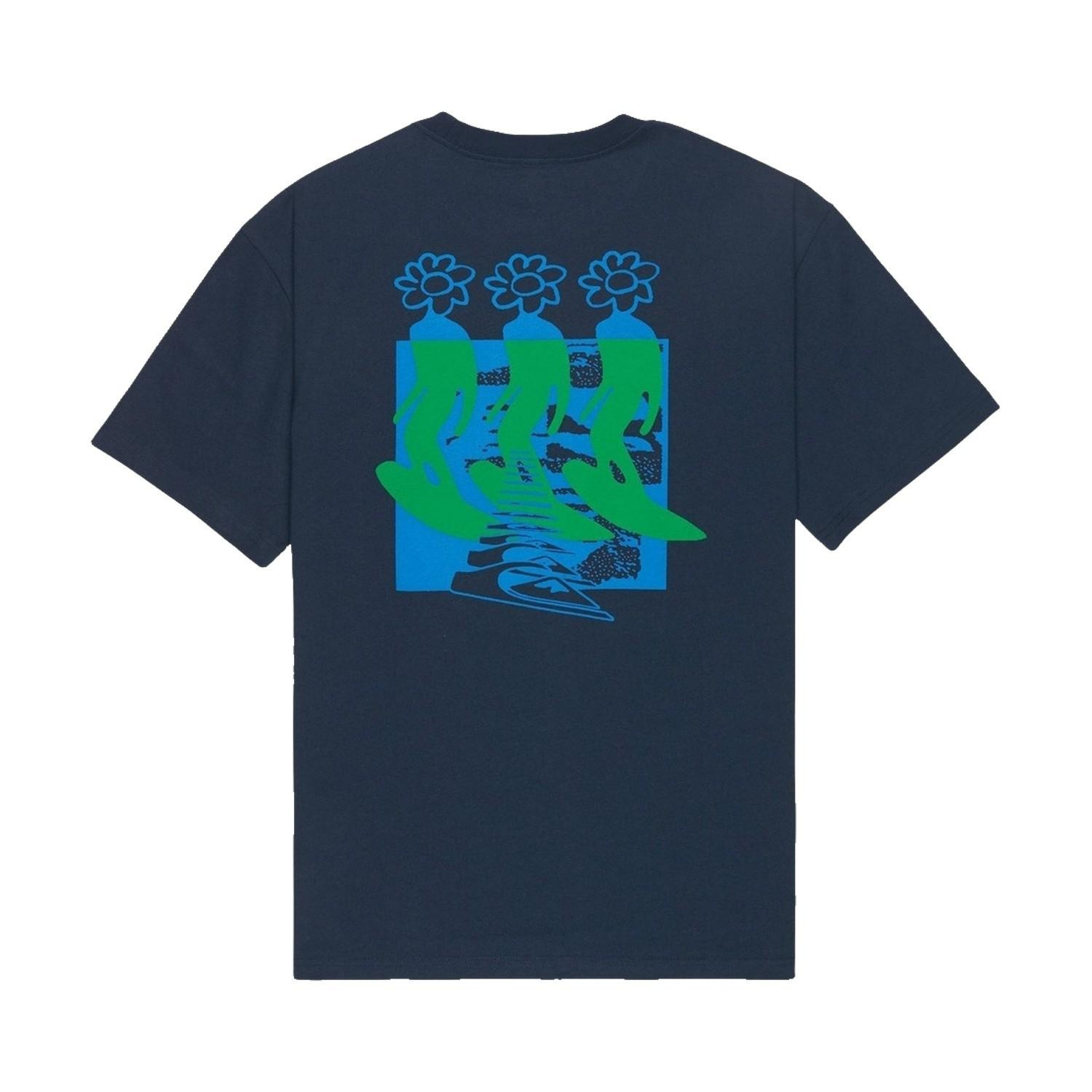 Quiksilver Flowers Surfing Erkek Mavi Tişört