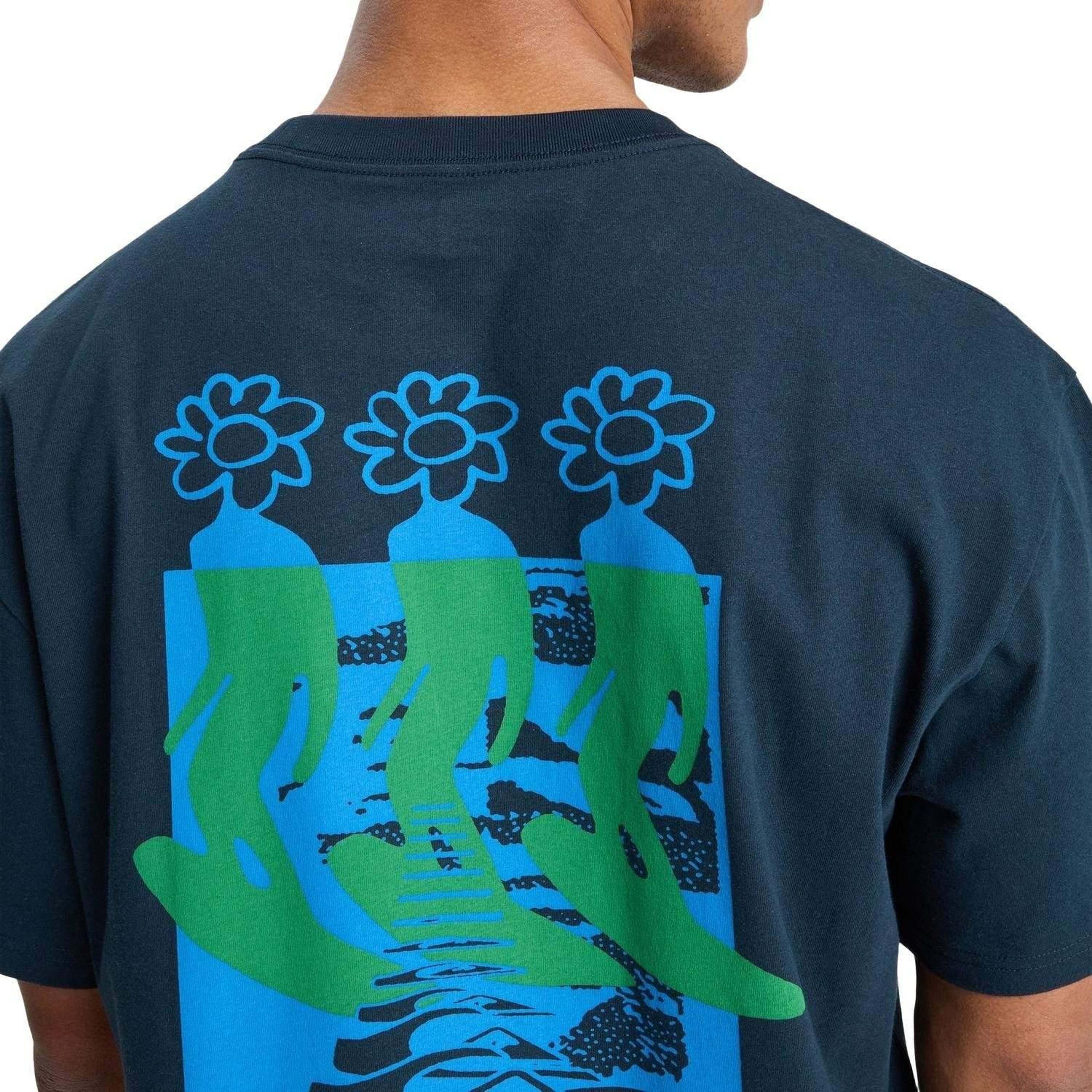 Quiksilver Flowers Surfing Erkek Mavi Tişört