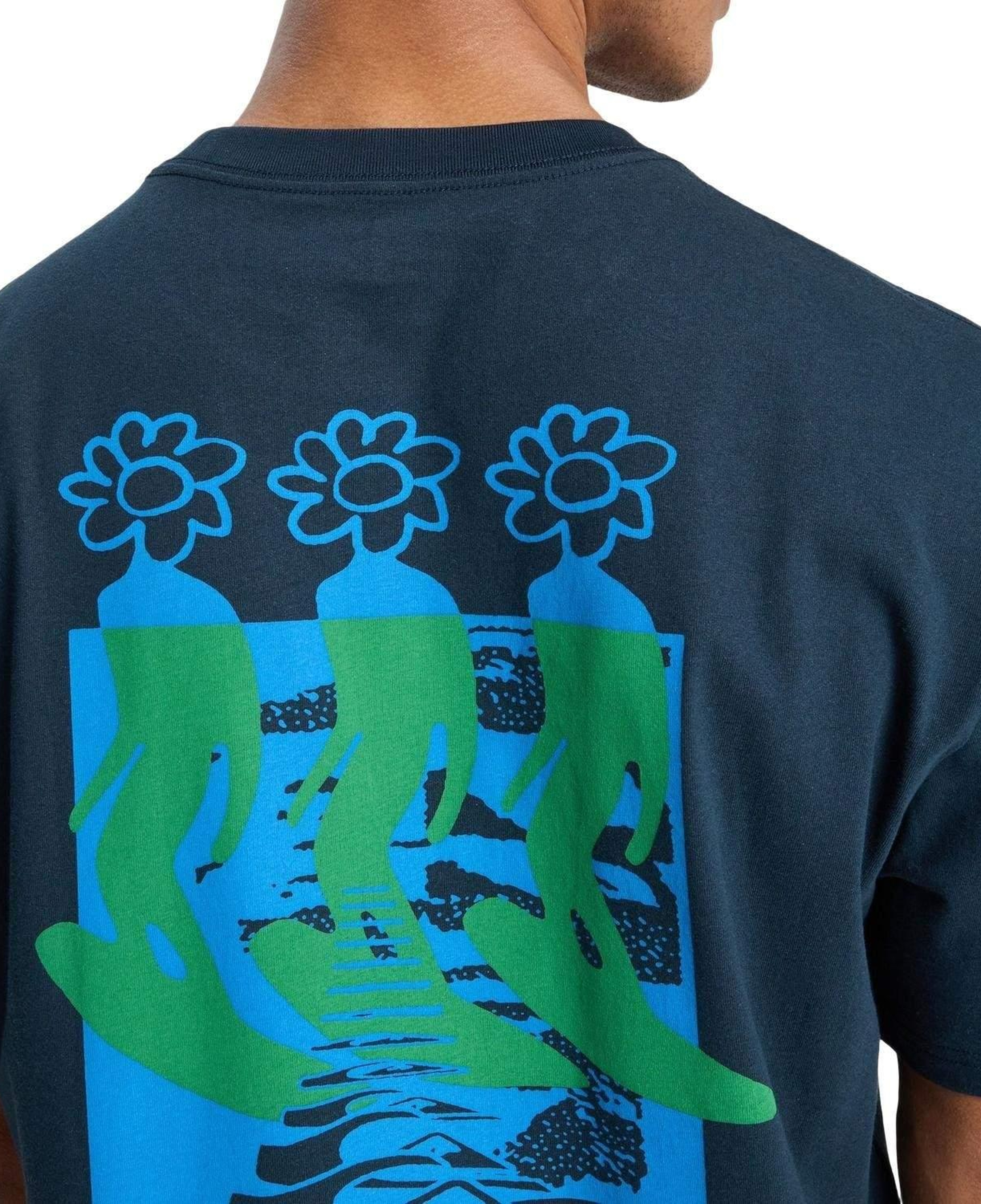 Quiksilver Flowers Surfing Erkek Mavi Tişört