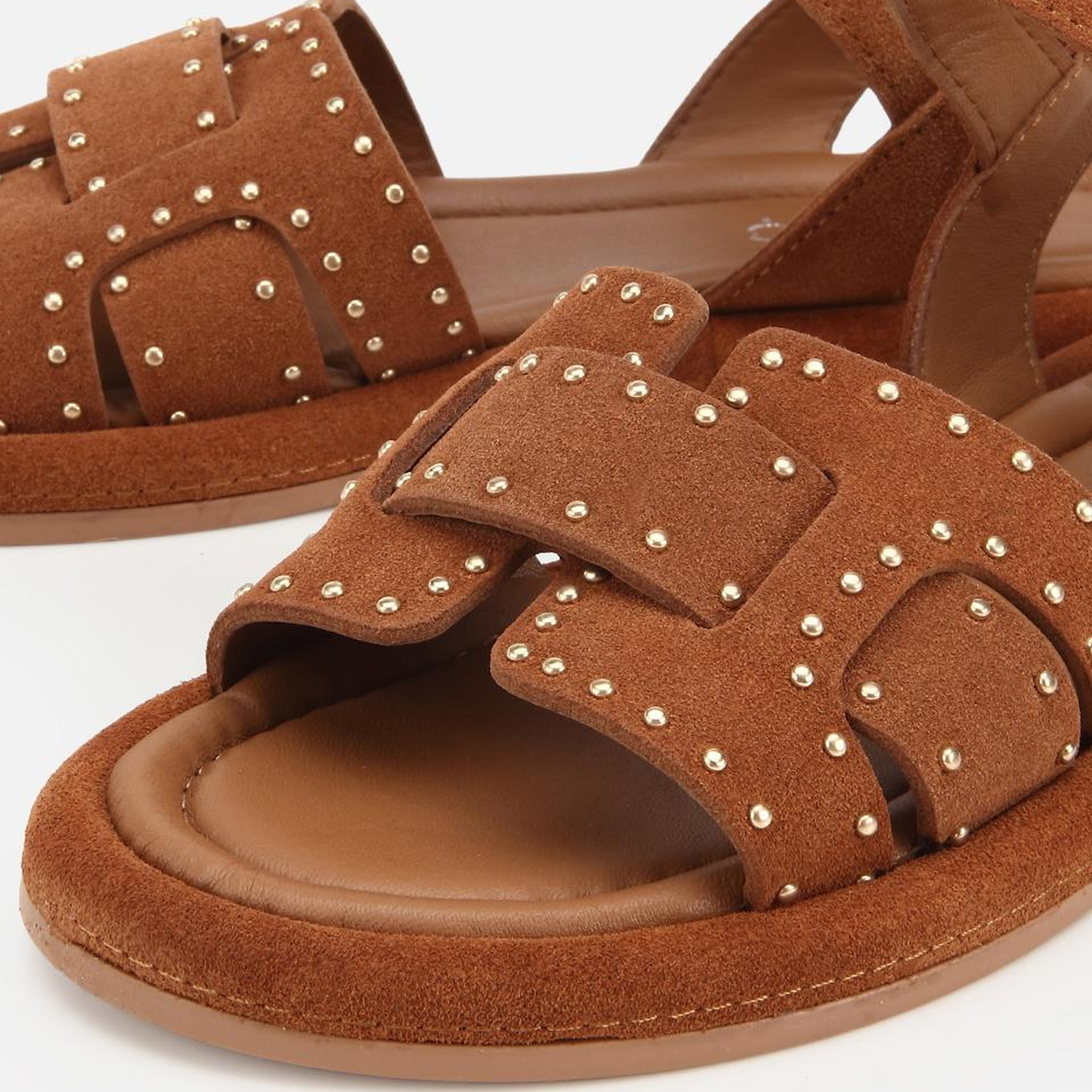 Kadın Süet Deri Taba Yumuşak Dokulu Comfort Düz Sandalet