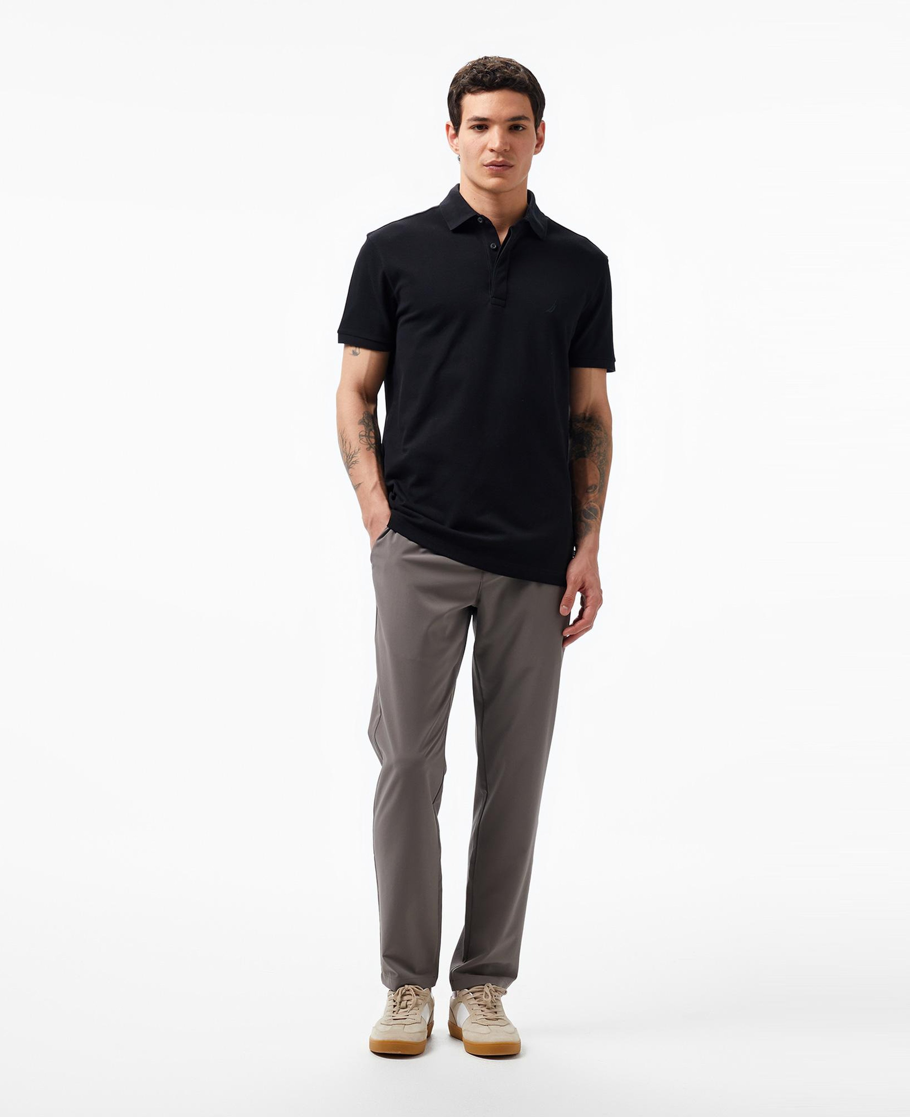 Nautica Erkek Siyah Slim Fit Kısa Kollu Polo Yaka T-Shirt