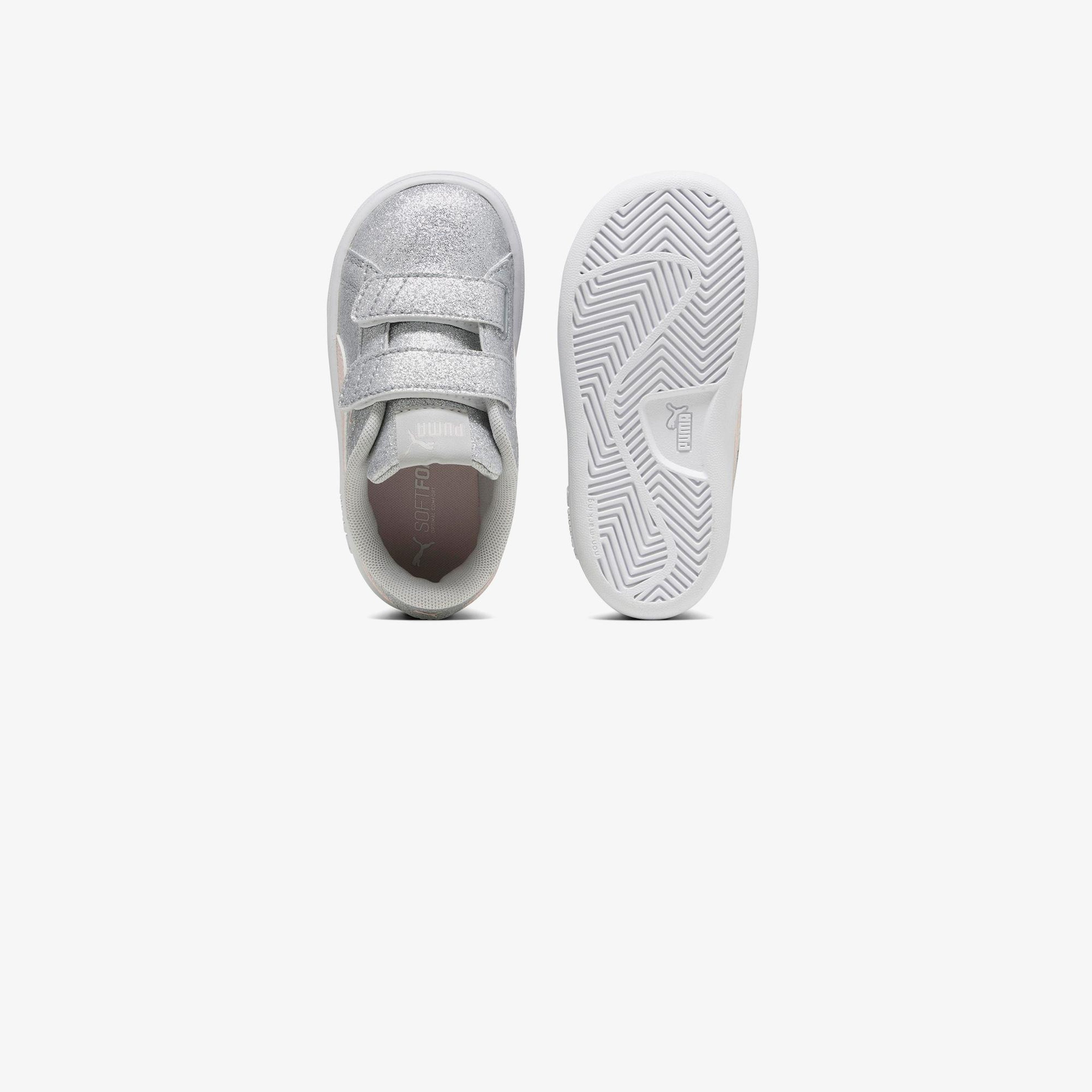 Puma Smash 3.0 Glit Glam V In Çocuk Gri Spor Ayakkabı