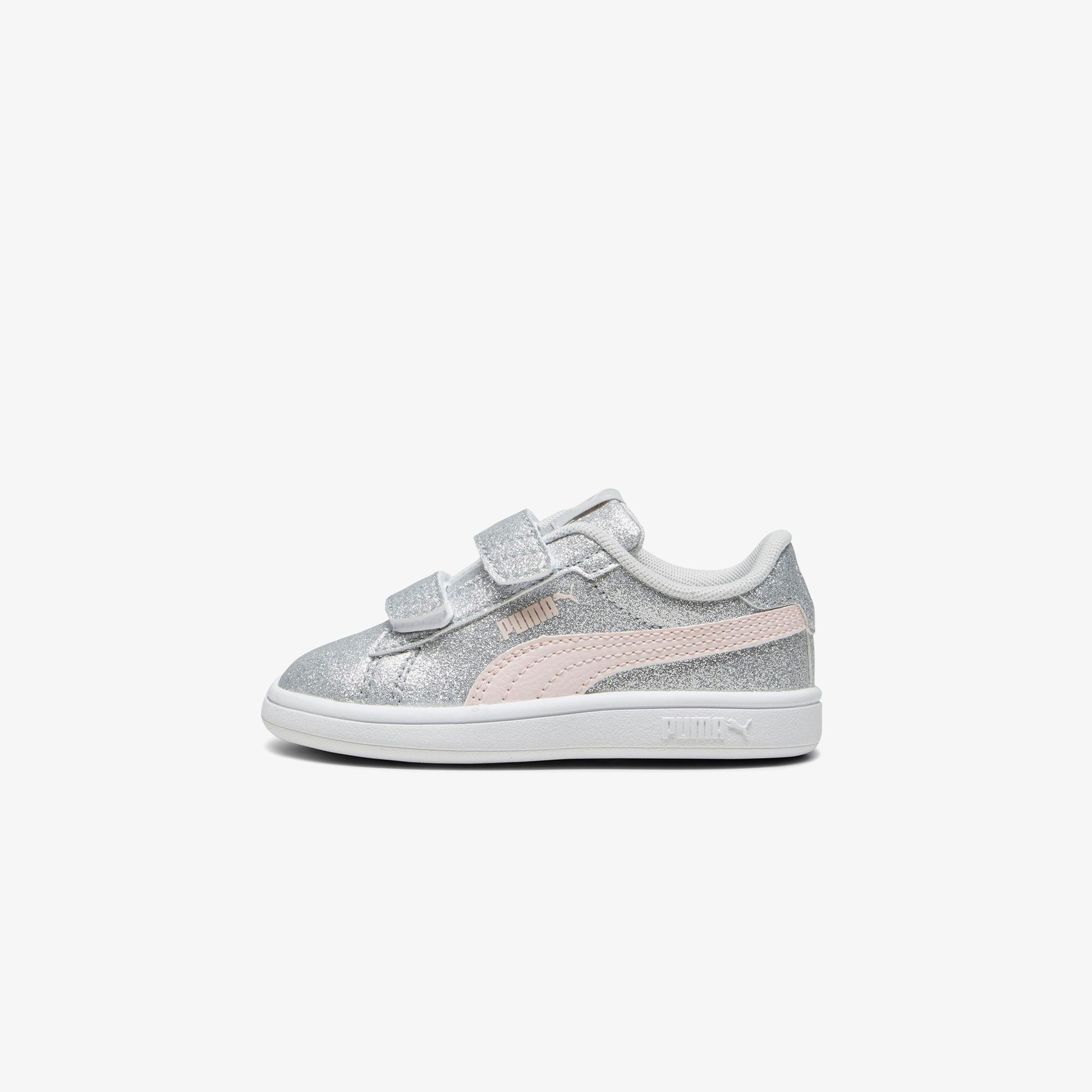 Puma Smash 3.0 Glit Glam V In Çocuk Gri Spor Ayakkabı