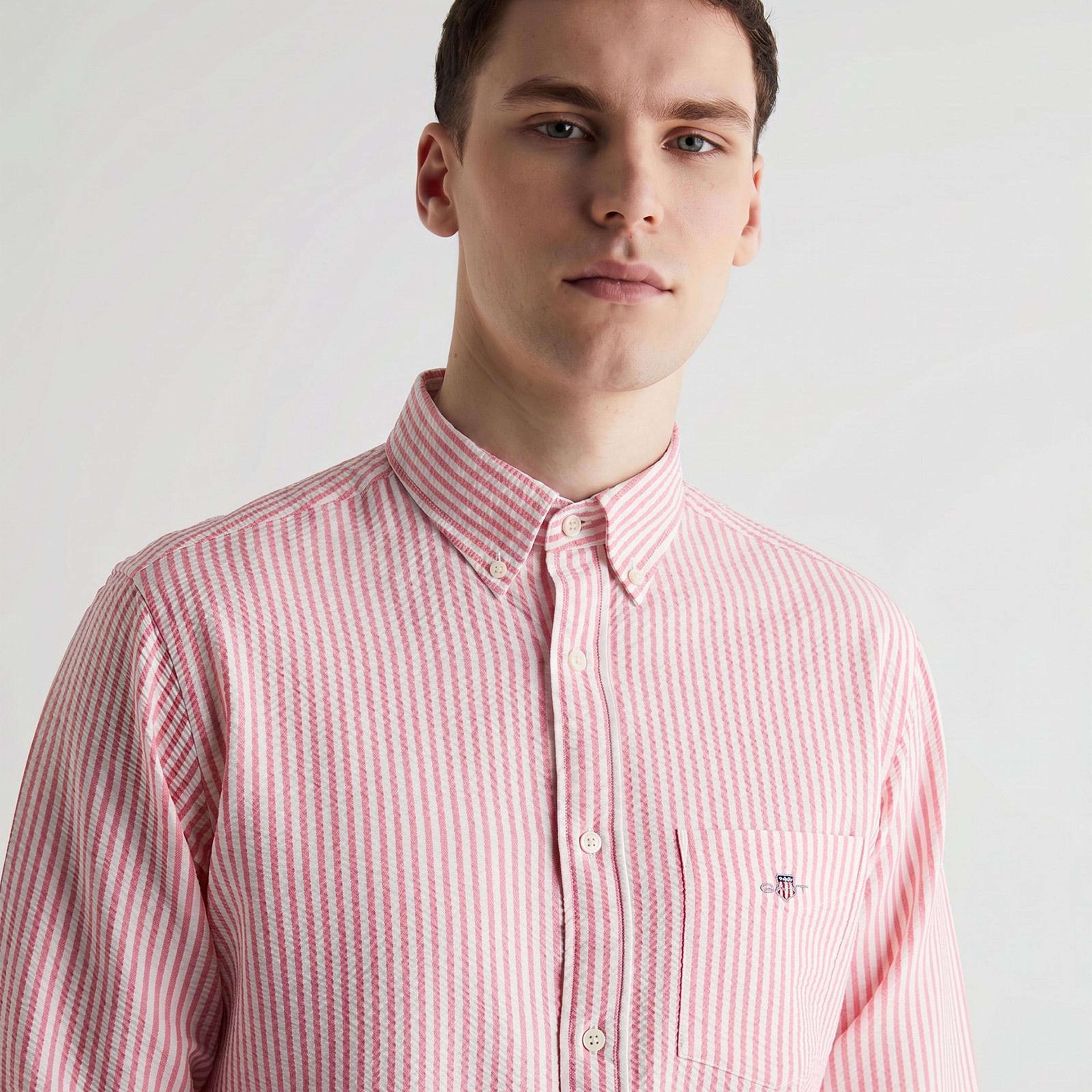 GANT Erkek Pembe Regular Fit Klasik Yaka Çizgili Gömlek