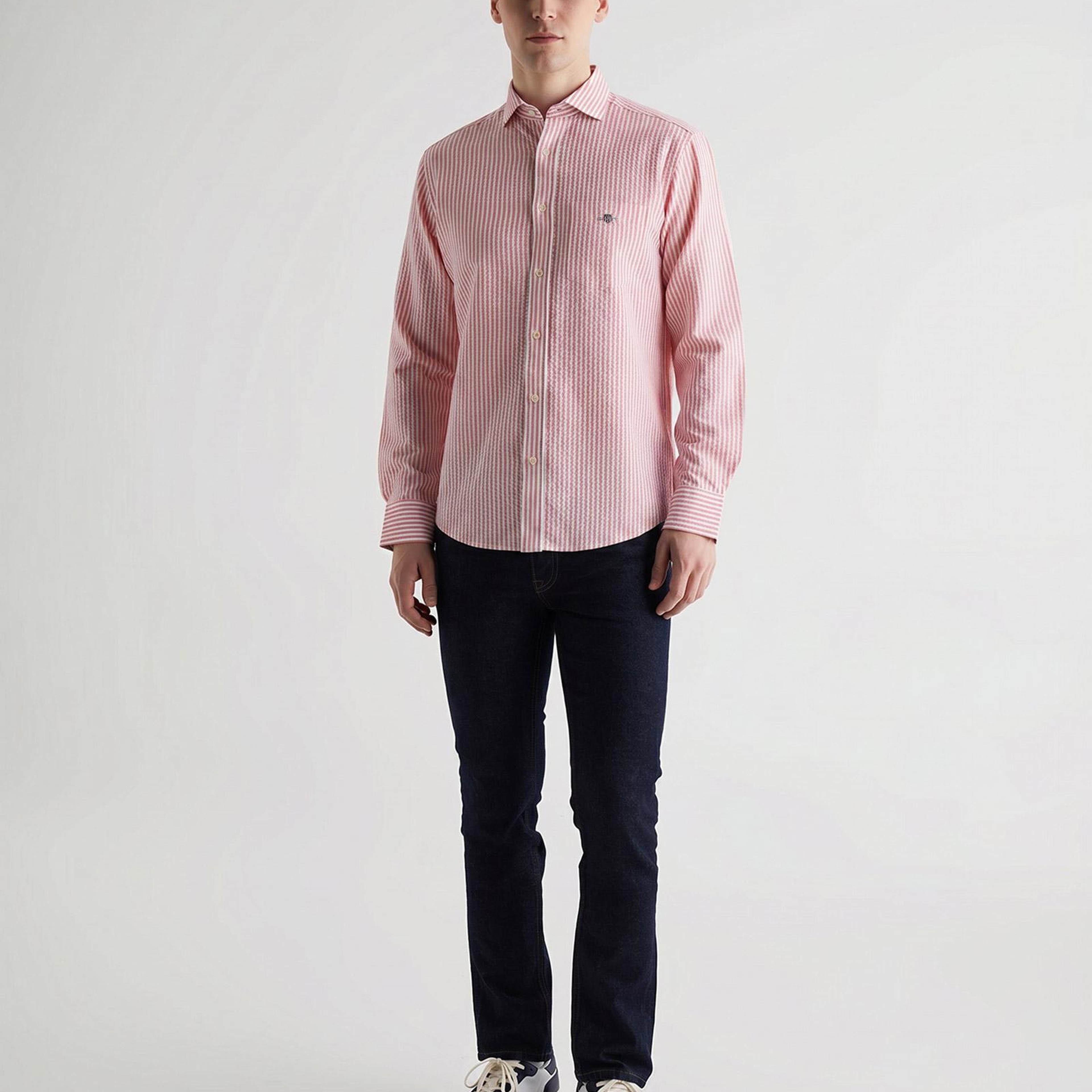 GANT Erkek Pembe Regular Fit Klasik Yaka Çizgili Gömlek