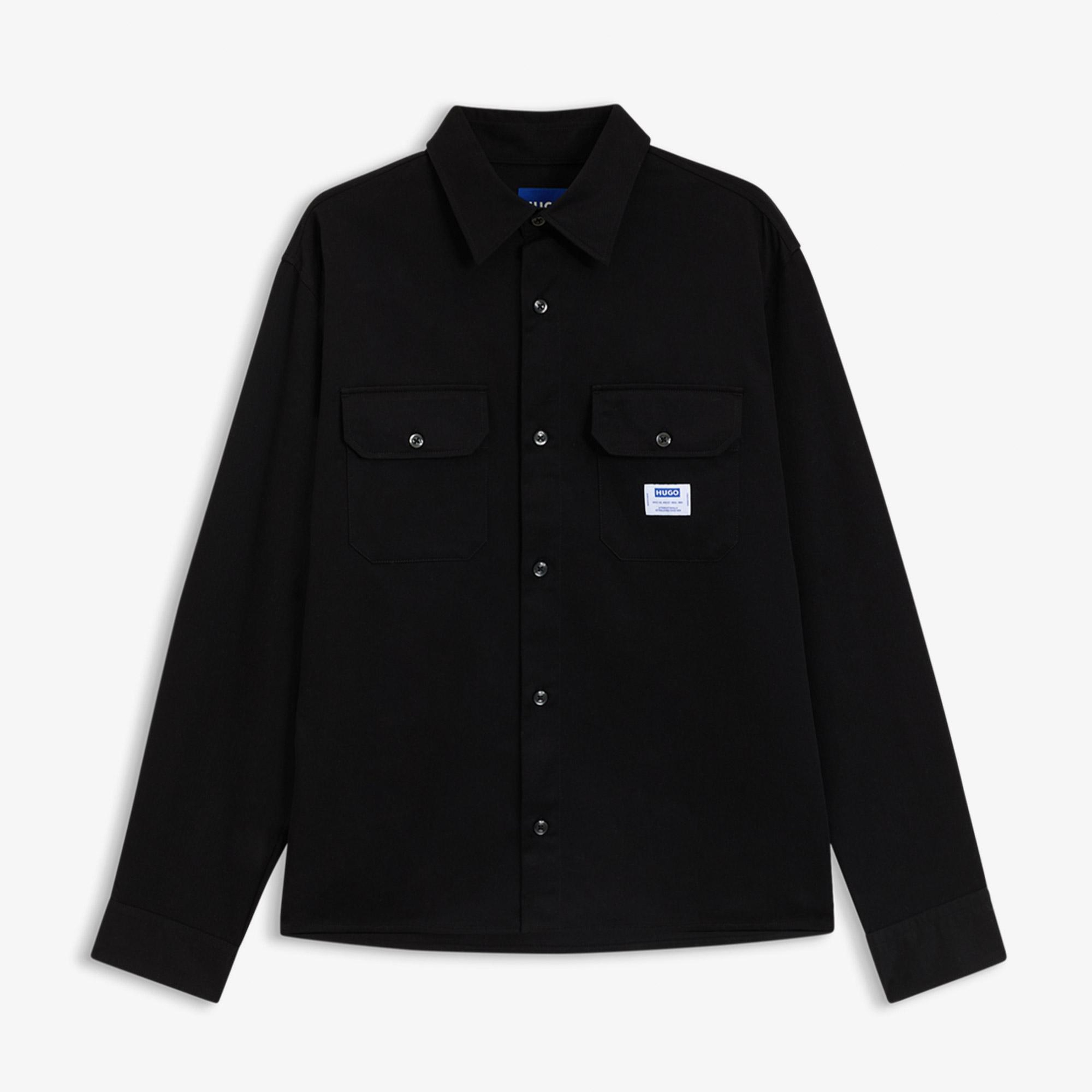Hugo Boss Twill Ekynone Relaxed Fit Erkek Siyah Gömlek