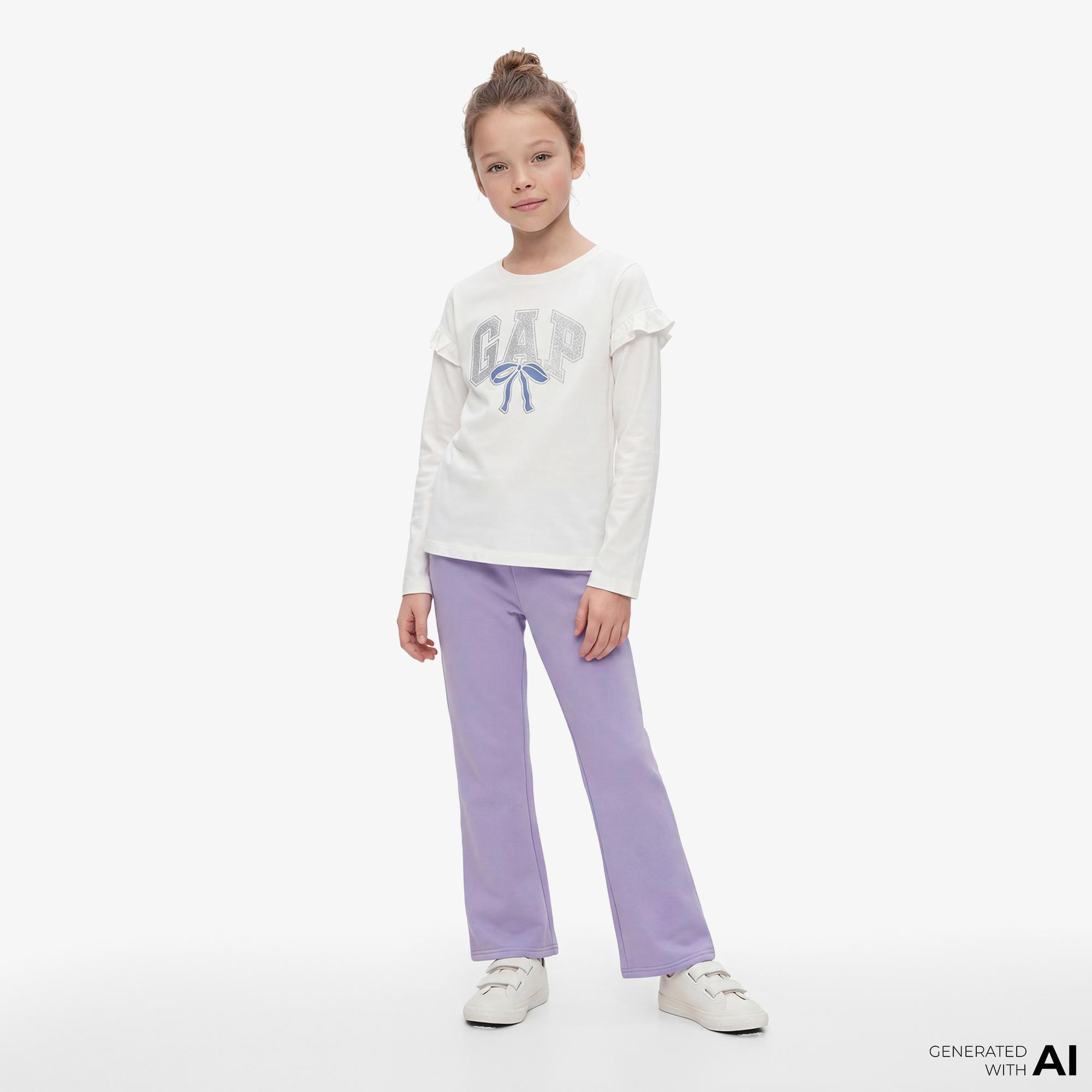 Gap V-Bootcut Logo Çocuk Mor Eşofman Altı
