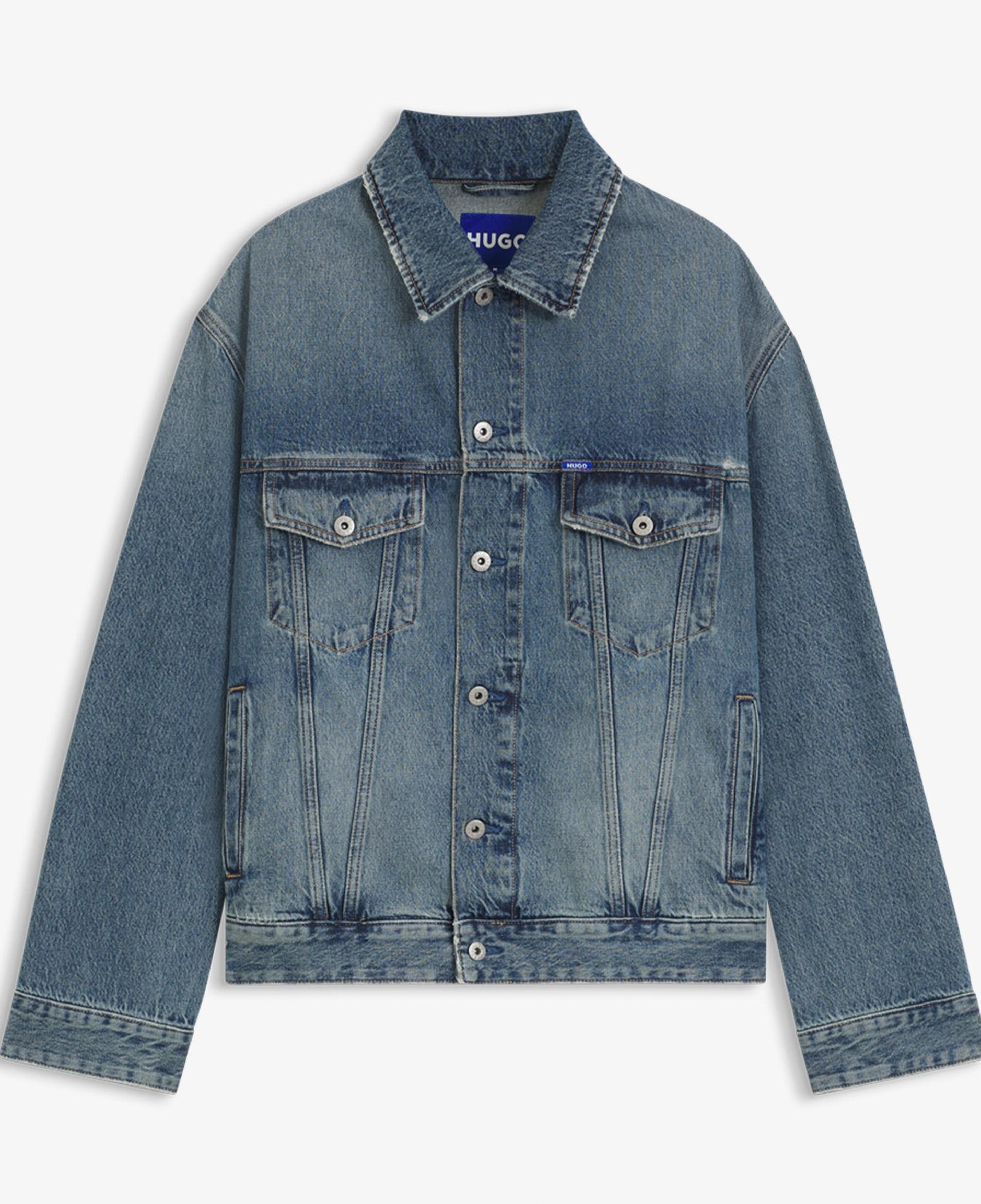 Hugo Loose Fit Stonewashed Erkek Mavi Denim Ceket