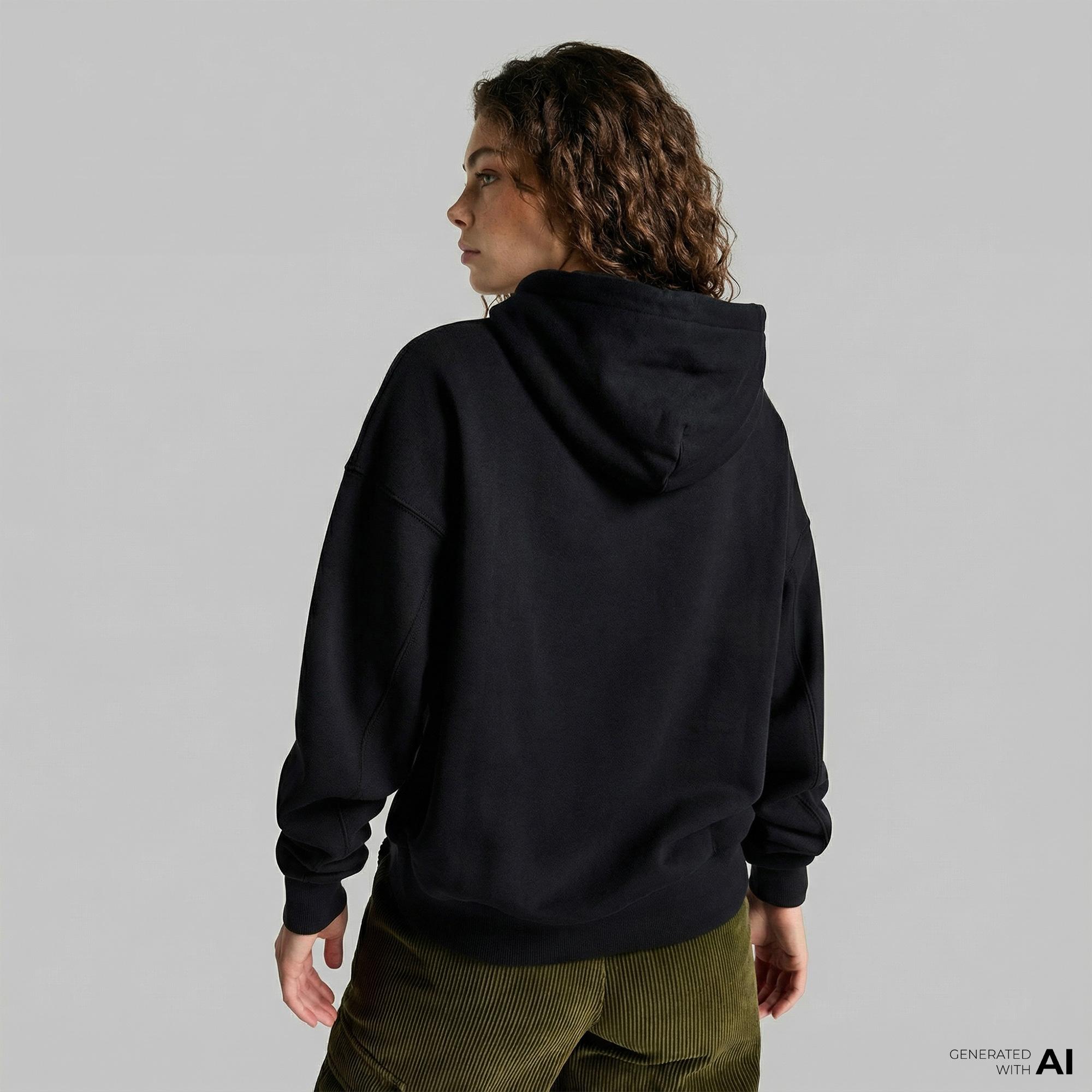Converse Kadın Oversize Fit Siyah Hoodie