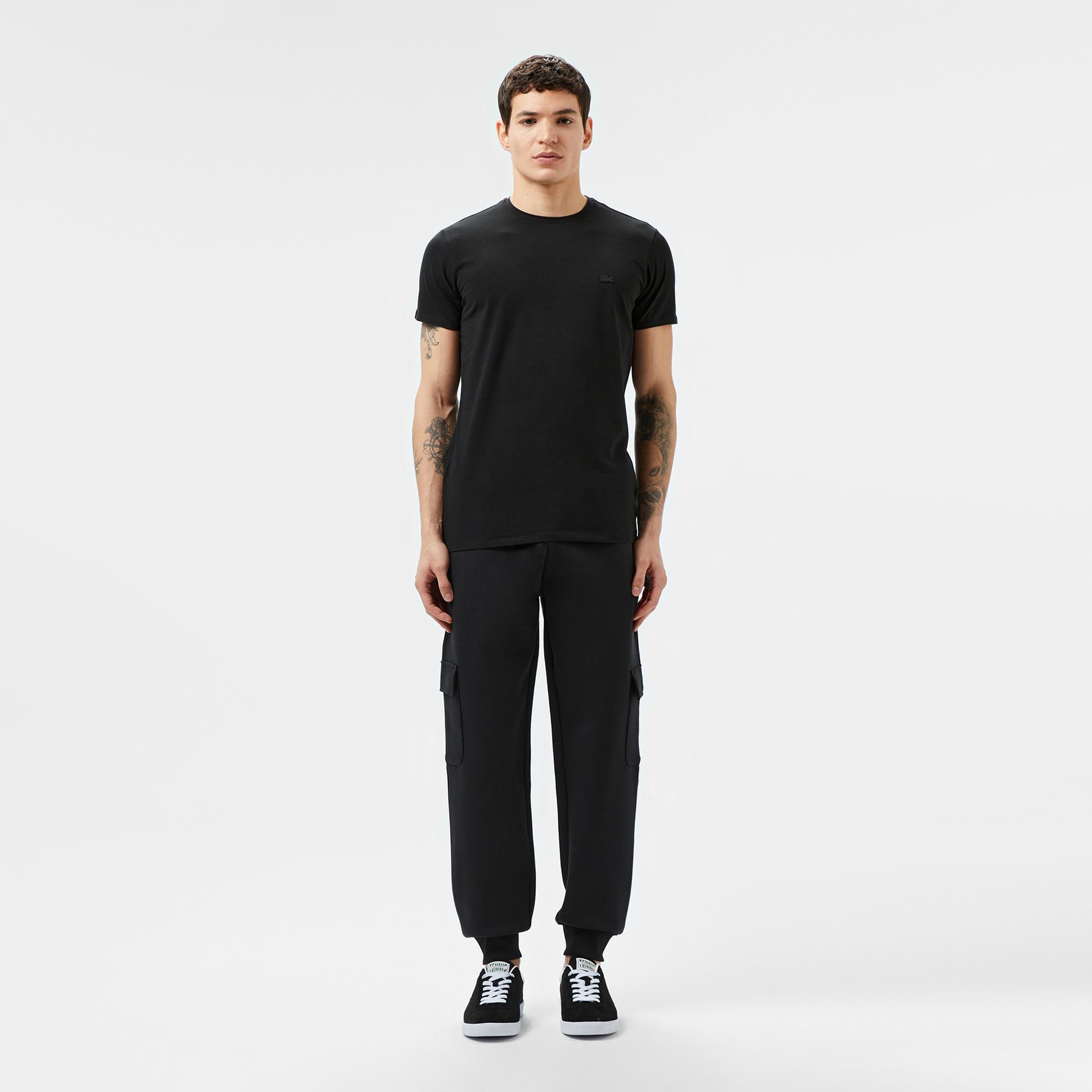 Erkek Slim Fit Bisiklet Yaka Siyah T-Shirt