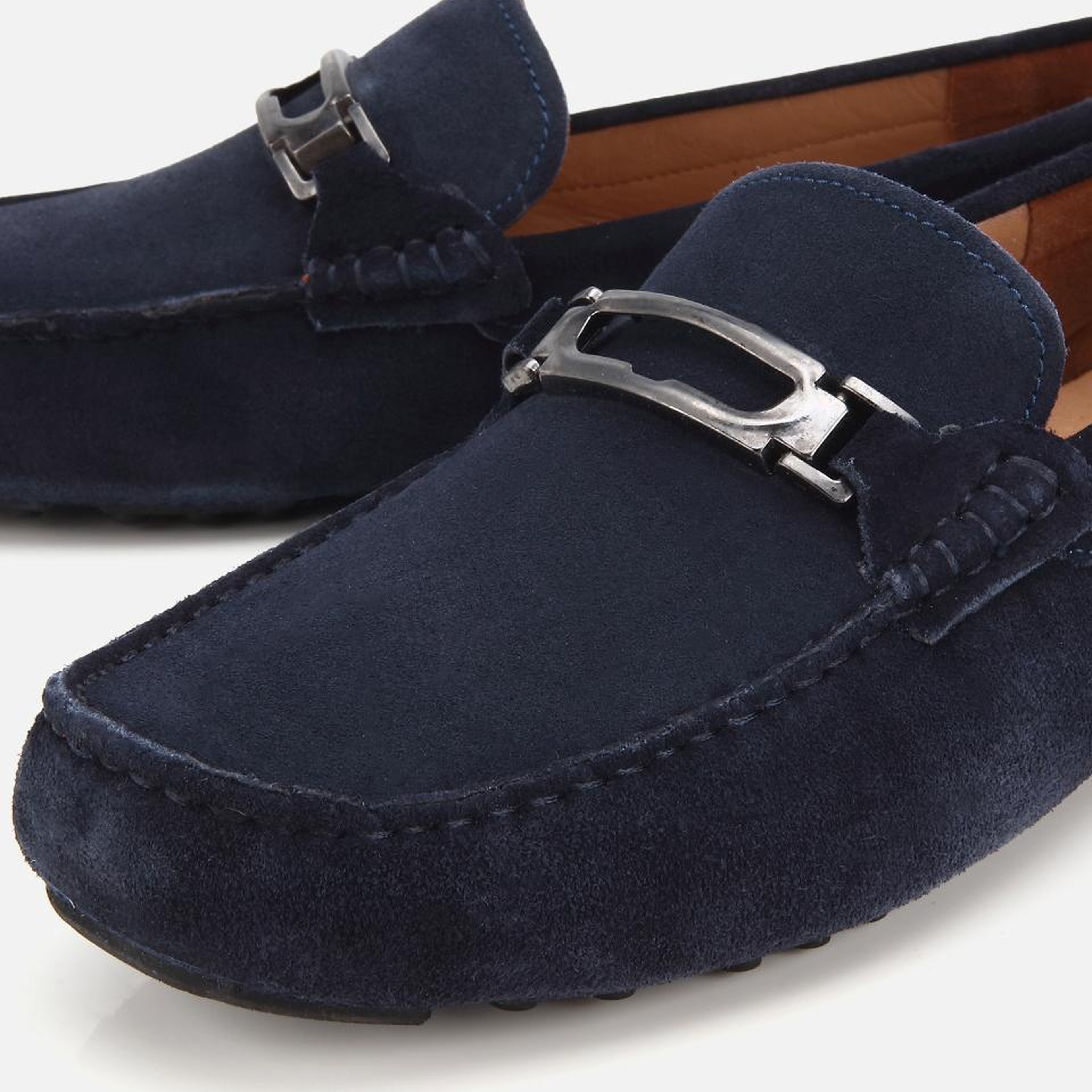 Erkek Süet Deri Lacivert Toka Detaylı Günlük Loafer