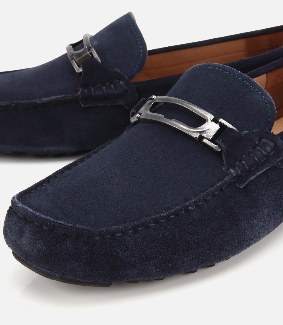 Erkek Süet Deri Lacivert Toka Detaylı Günlük Loafer