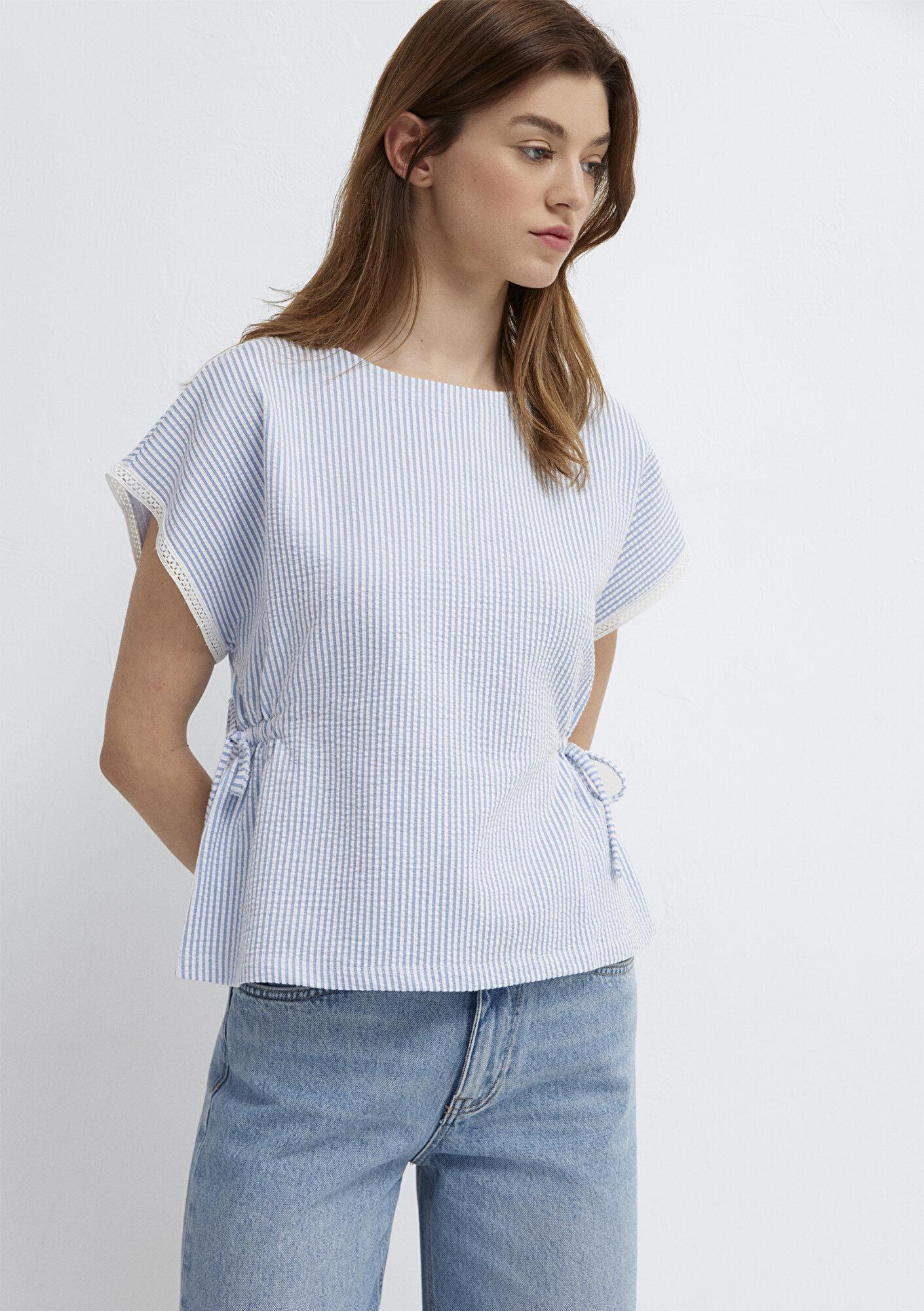 Mavi Çizgili Tişört Regular Fit / Normal Kesim 1613972-84533