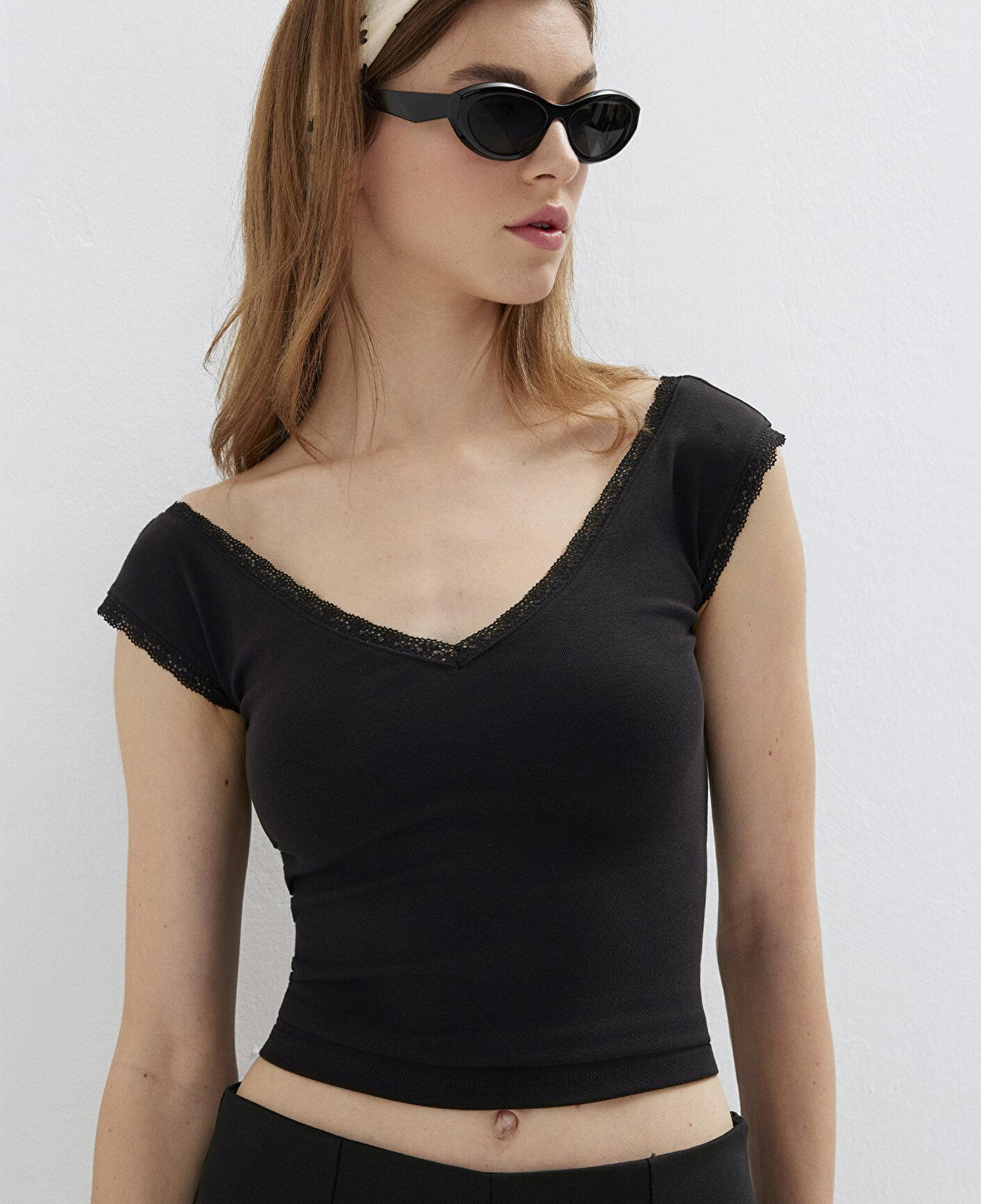 Mavi Siyah Tişört Fitted / Vücuda Oturan Kesim 1614390-900