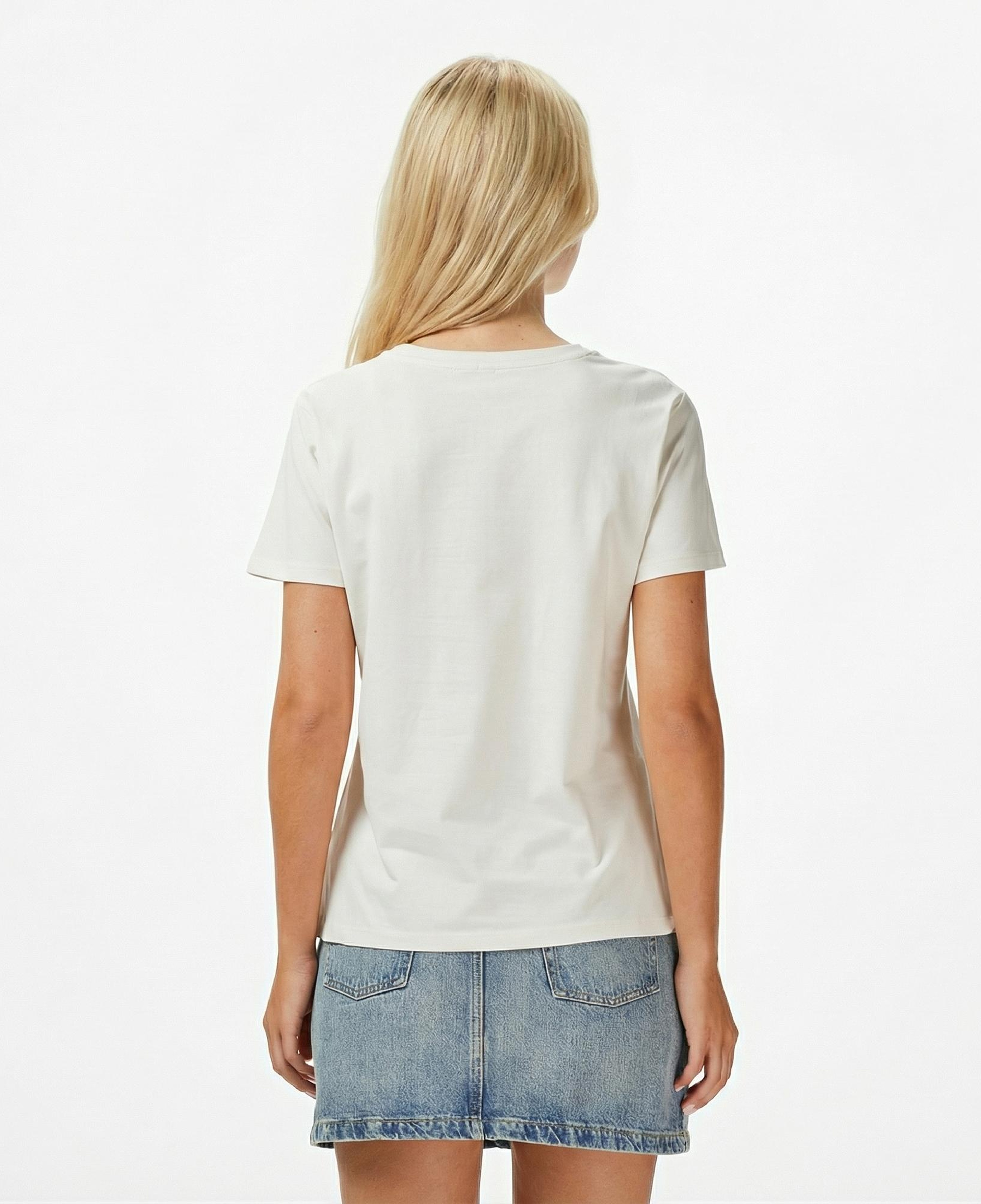 Guess Colette Oversize Fit Kadın Krem Rengi T-Shirt