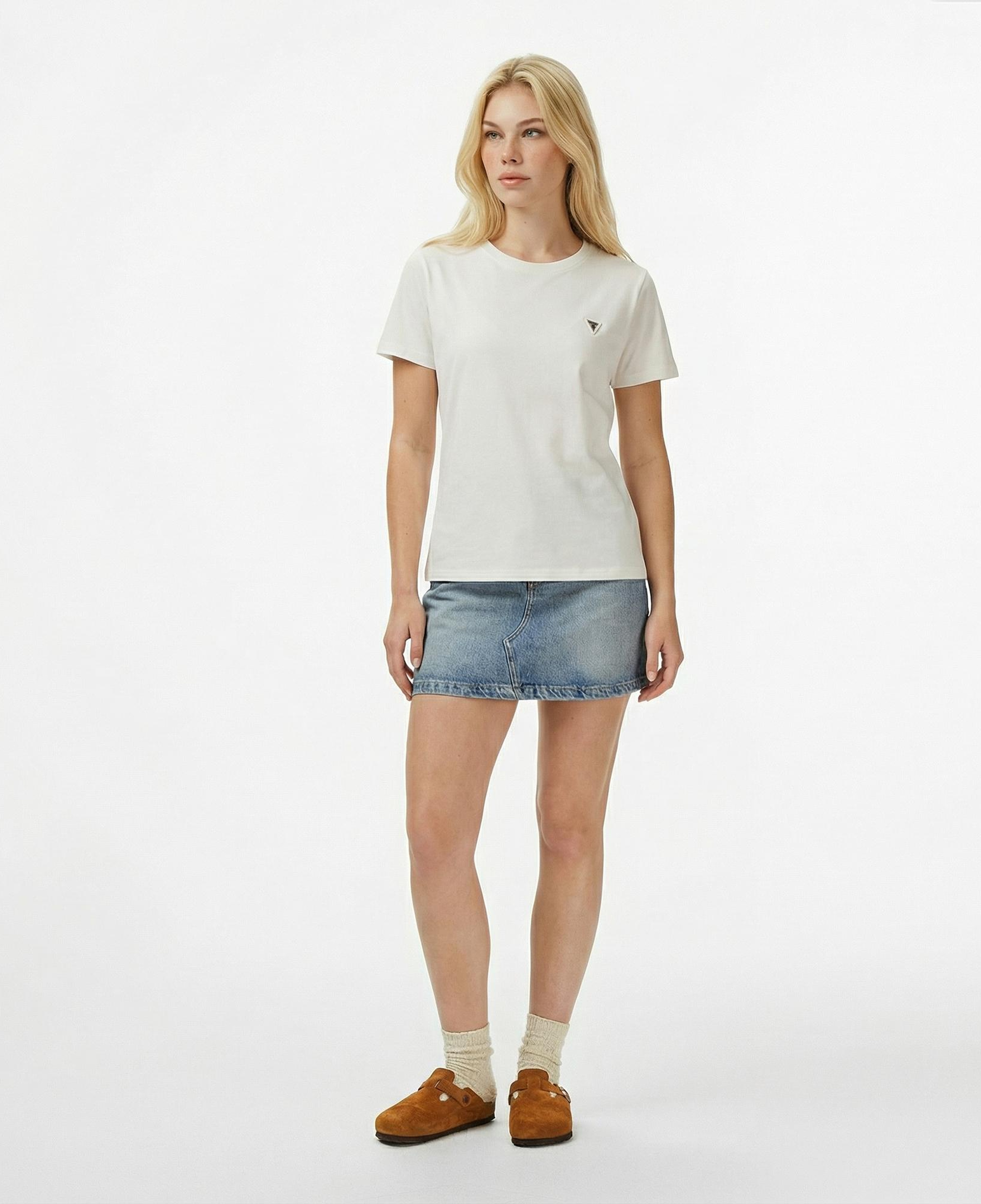 Guess Colette Oversize Fit Kadın Krem Rengi T-Shirt