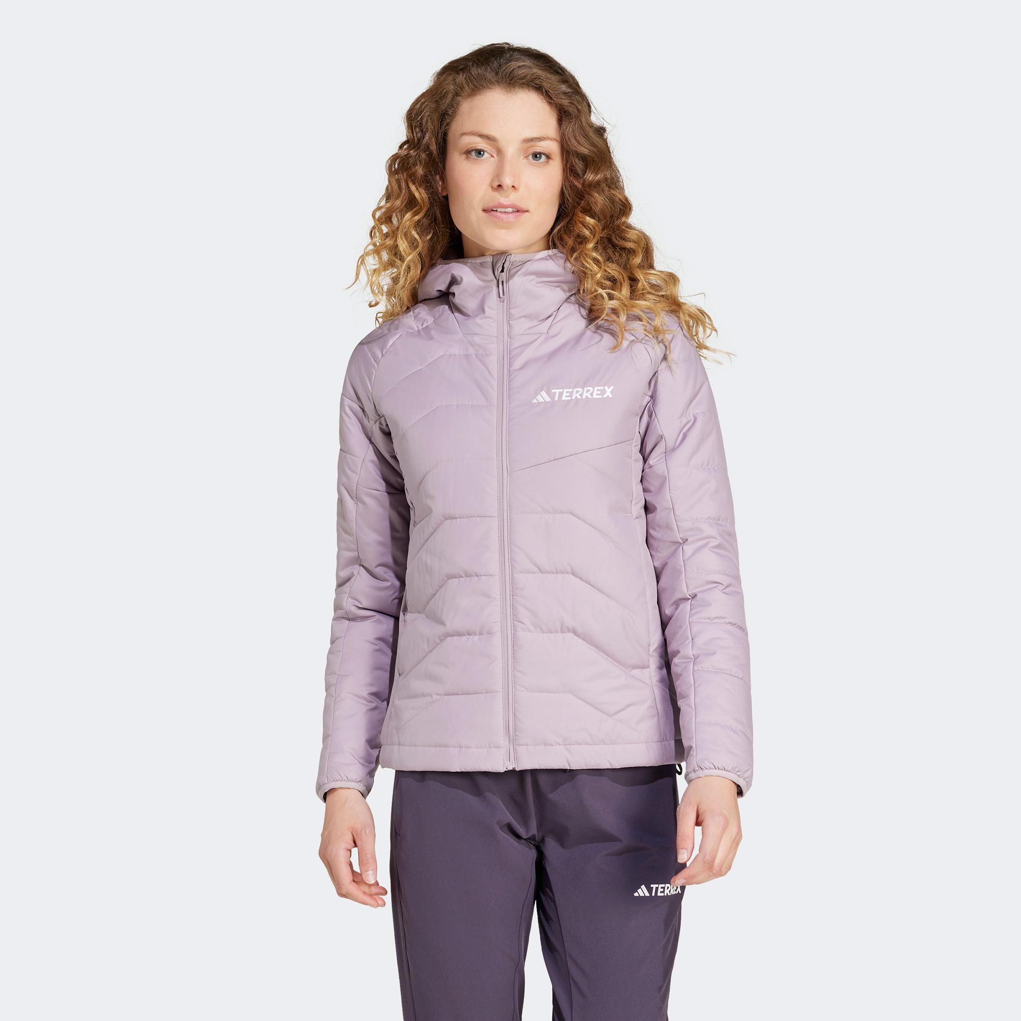 adidas Terrex Multi Synthetic Insulated Kadın Mor Kapüşonlu Mont