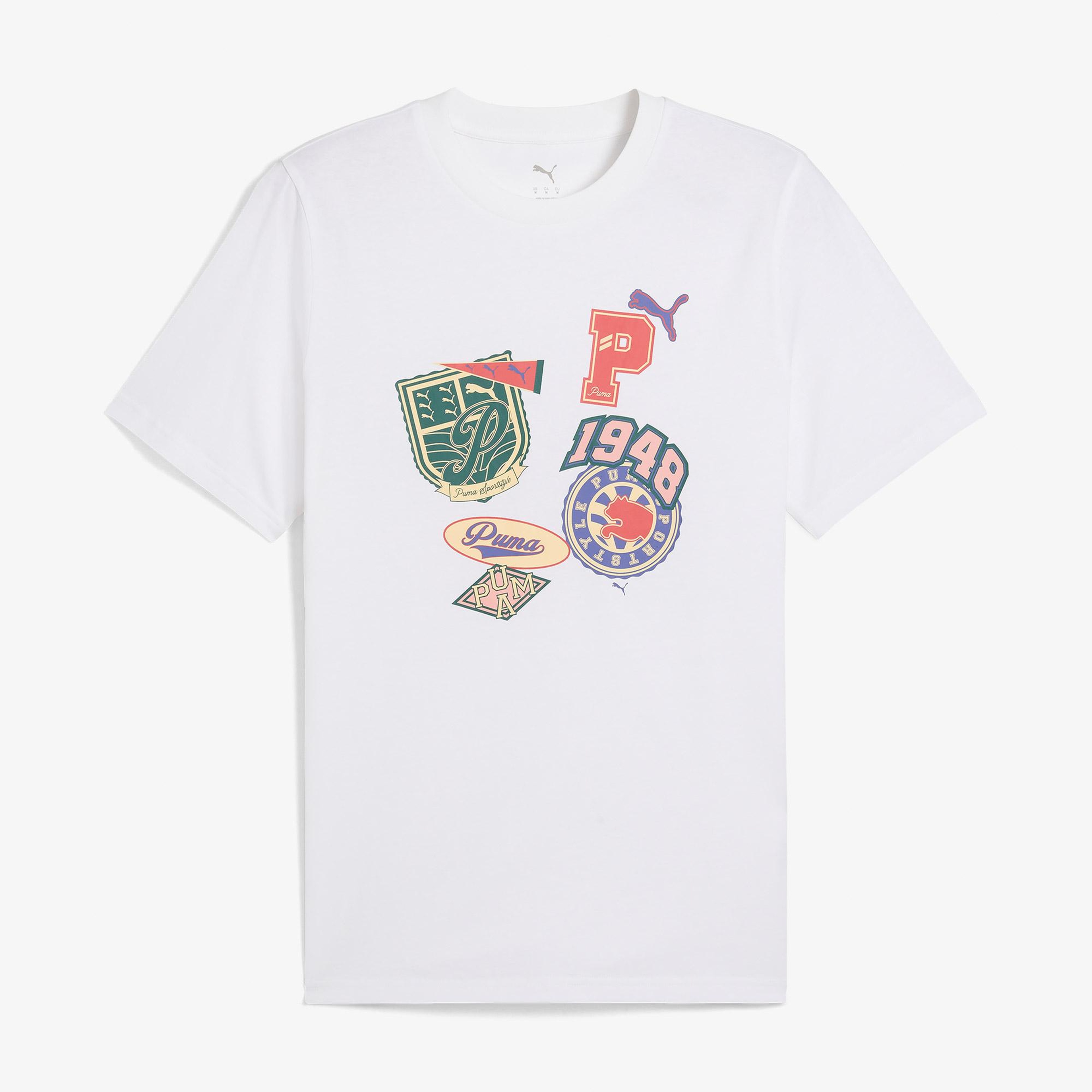 Puma Wardrobe Ess Graphic Erkek Beyaz T-Shirt