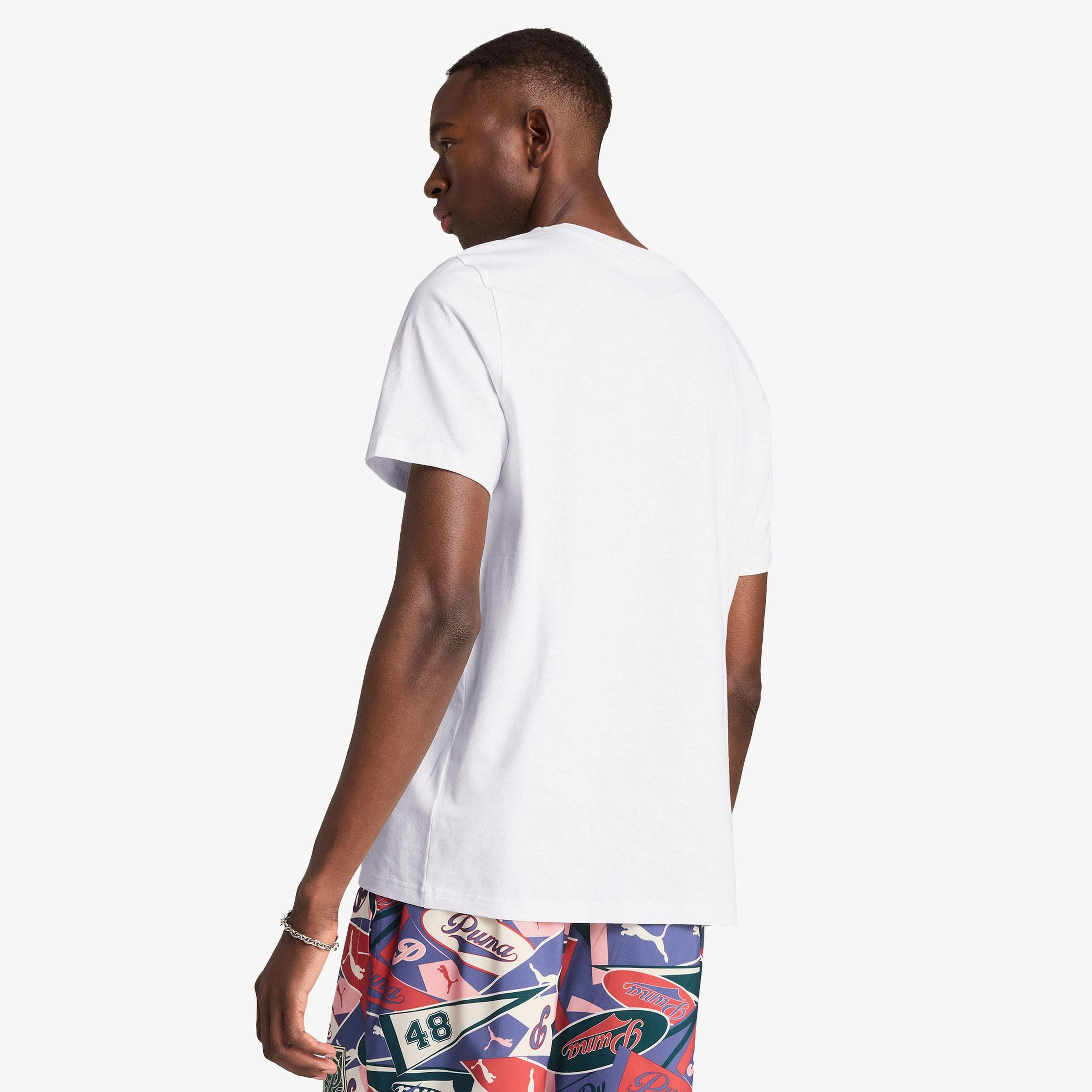 Puma Wardrobe Ess Graphic Erkek Beyaz T-Shirt